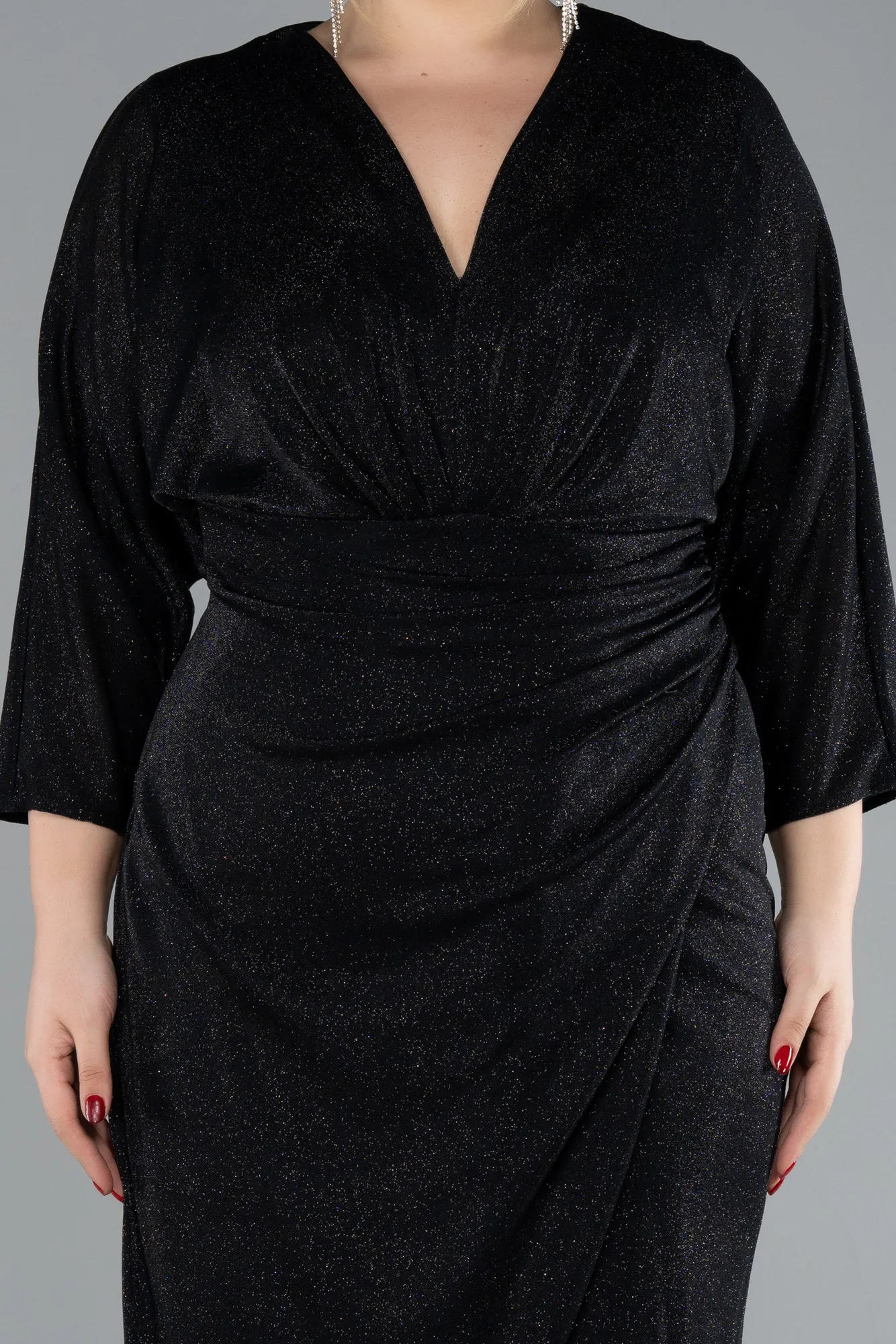 Black-Midi Plus Size Cocktail Dress ABK2189