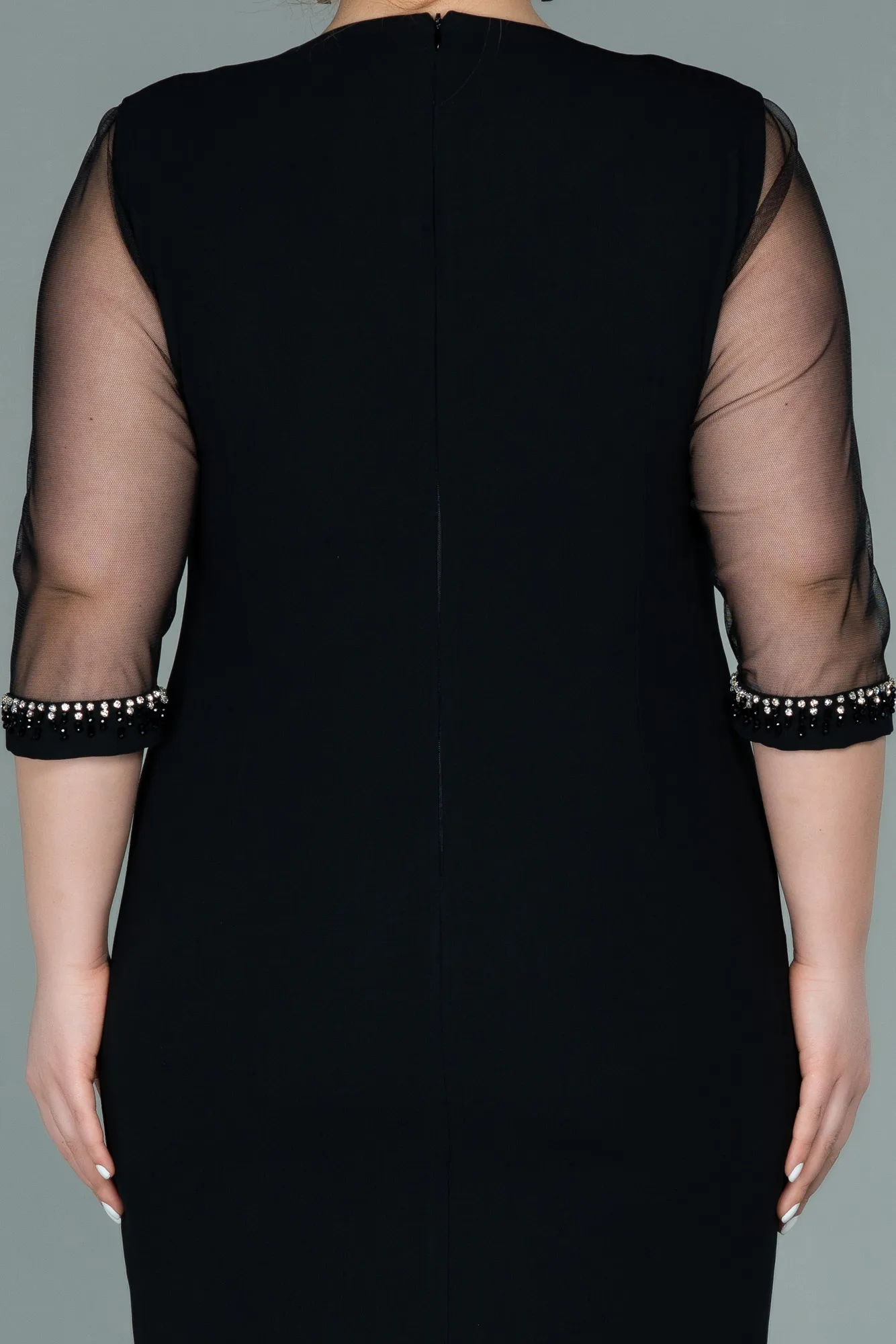 Black-Midi Plus Size Evening Dress ABK1339