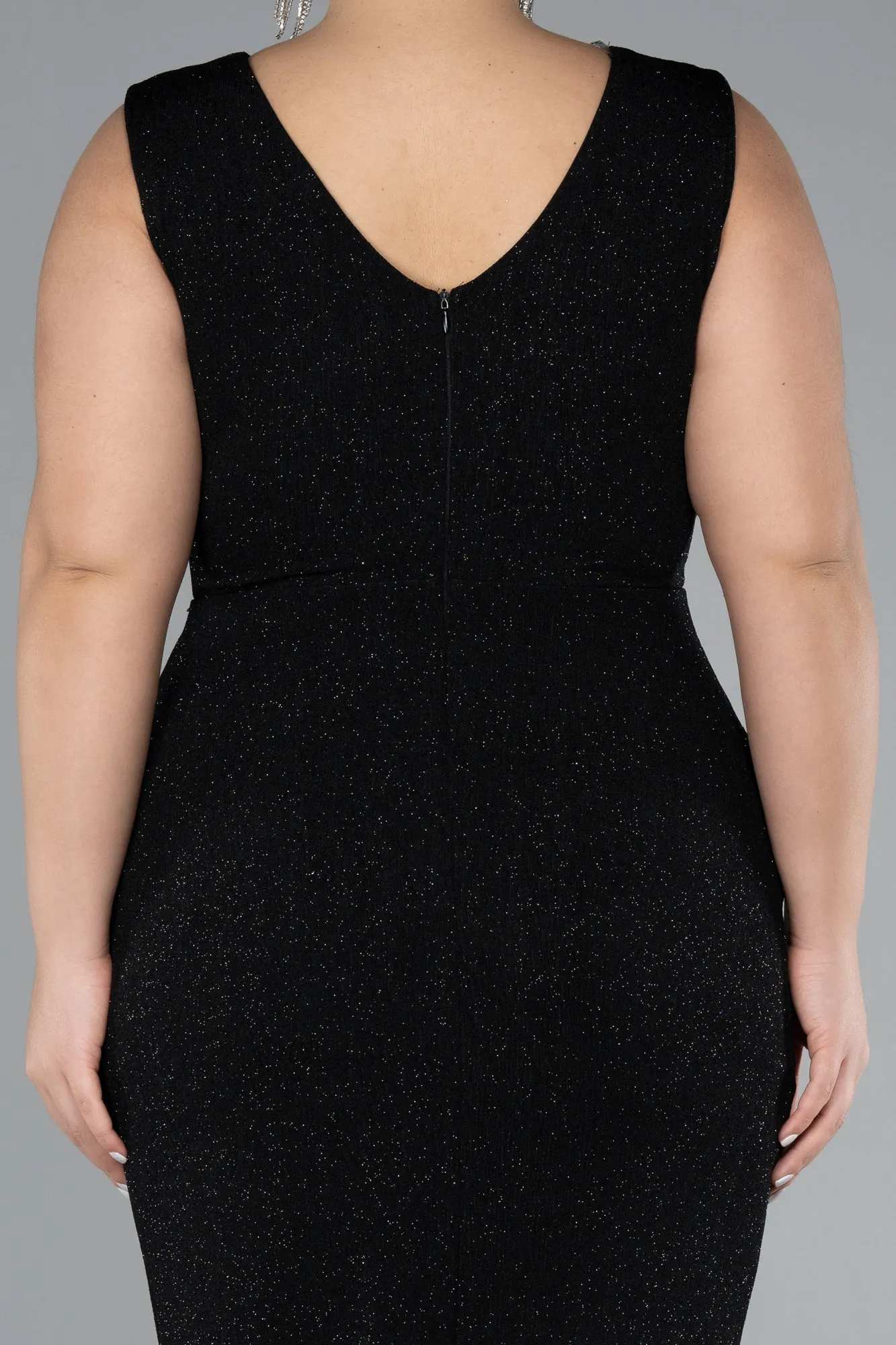 Black-Midi Plus Size Evening Dress ABK1492