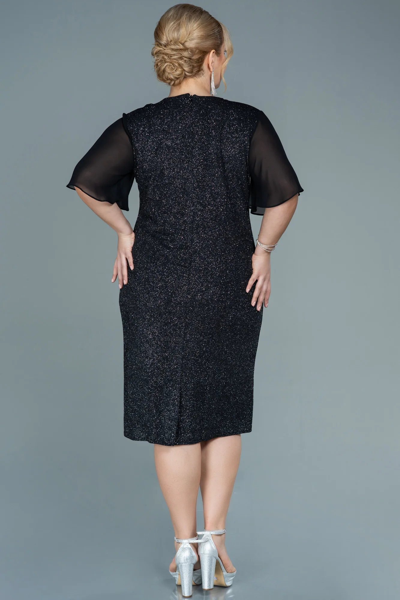 Black-Midi Plus Size Evening Dress ABK1511