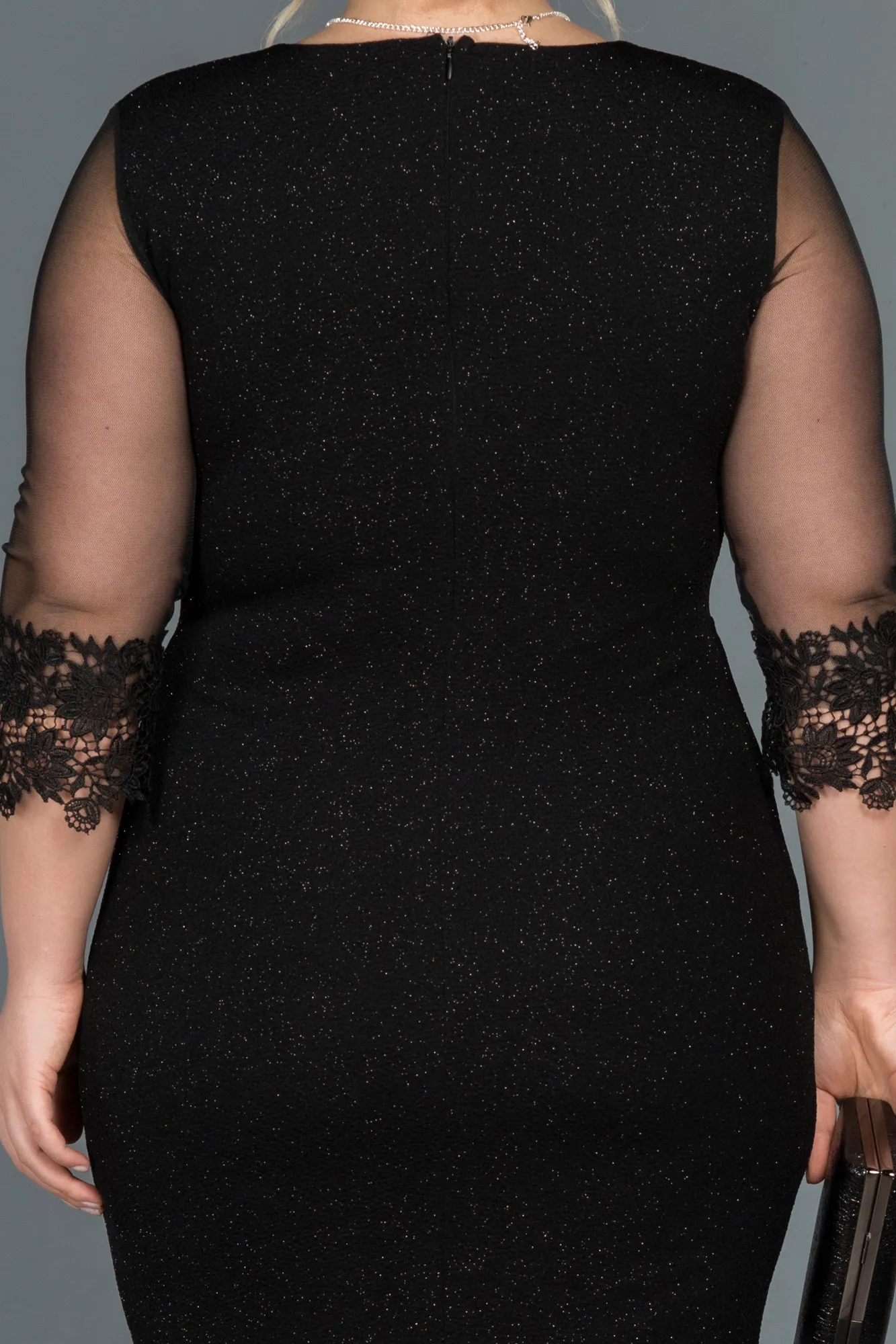 Black-Midi Plus Size Evening Dress ABK1653