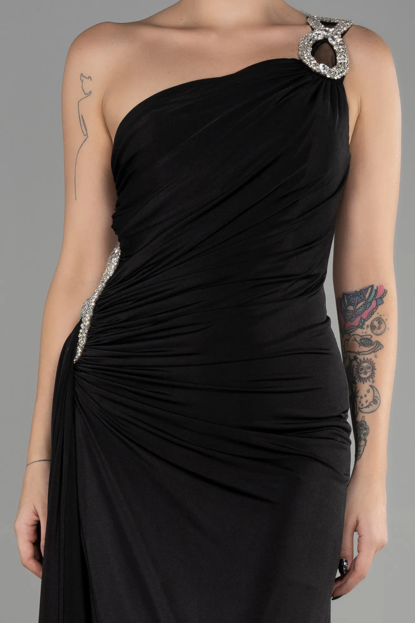 Black-Midi Plus Size Invitation Dress ABK1868
