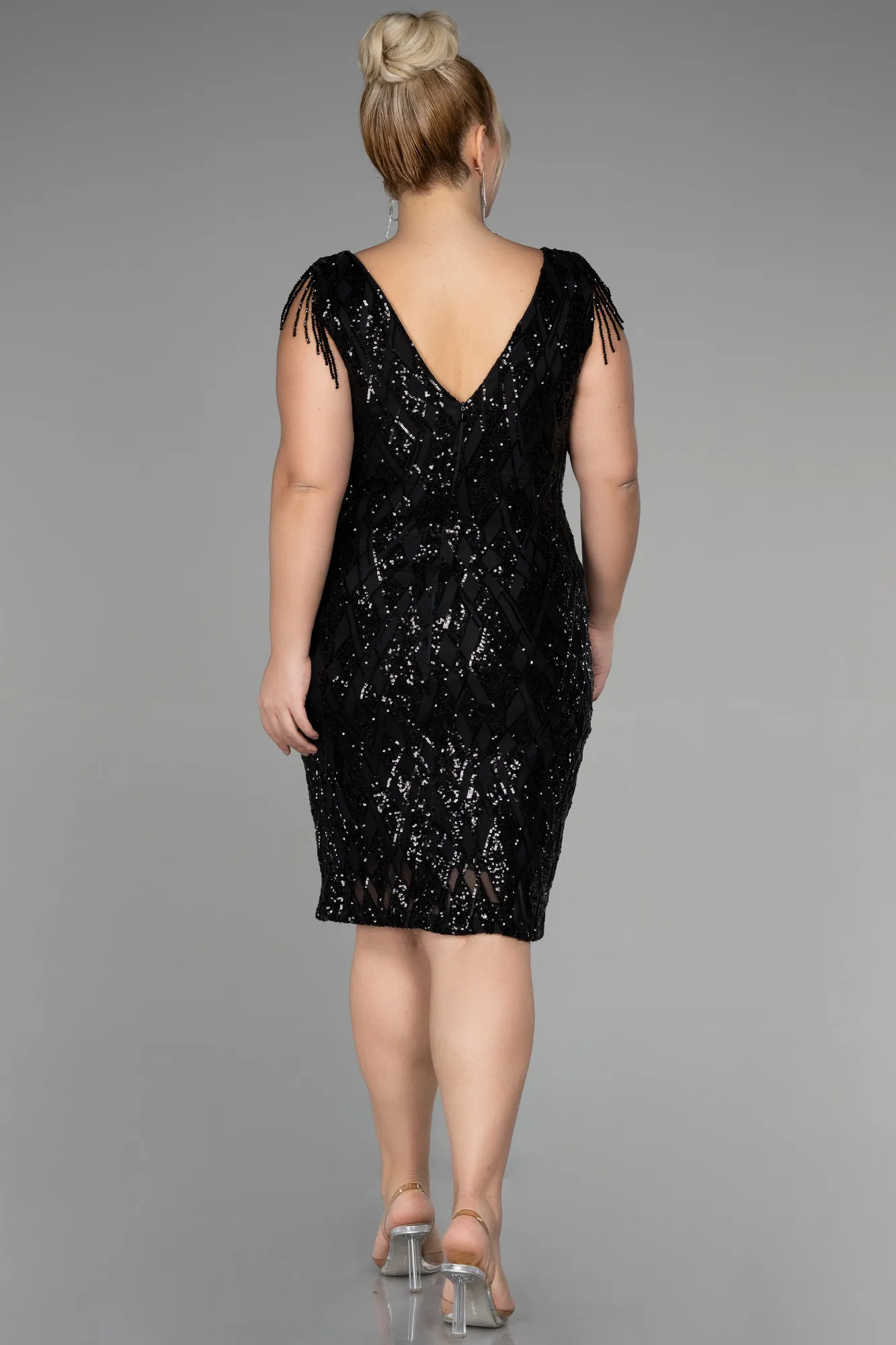 Black-Midi Plus Size Invitation Dress ABK1873