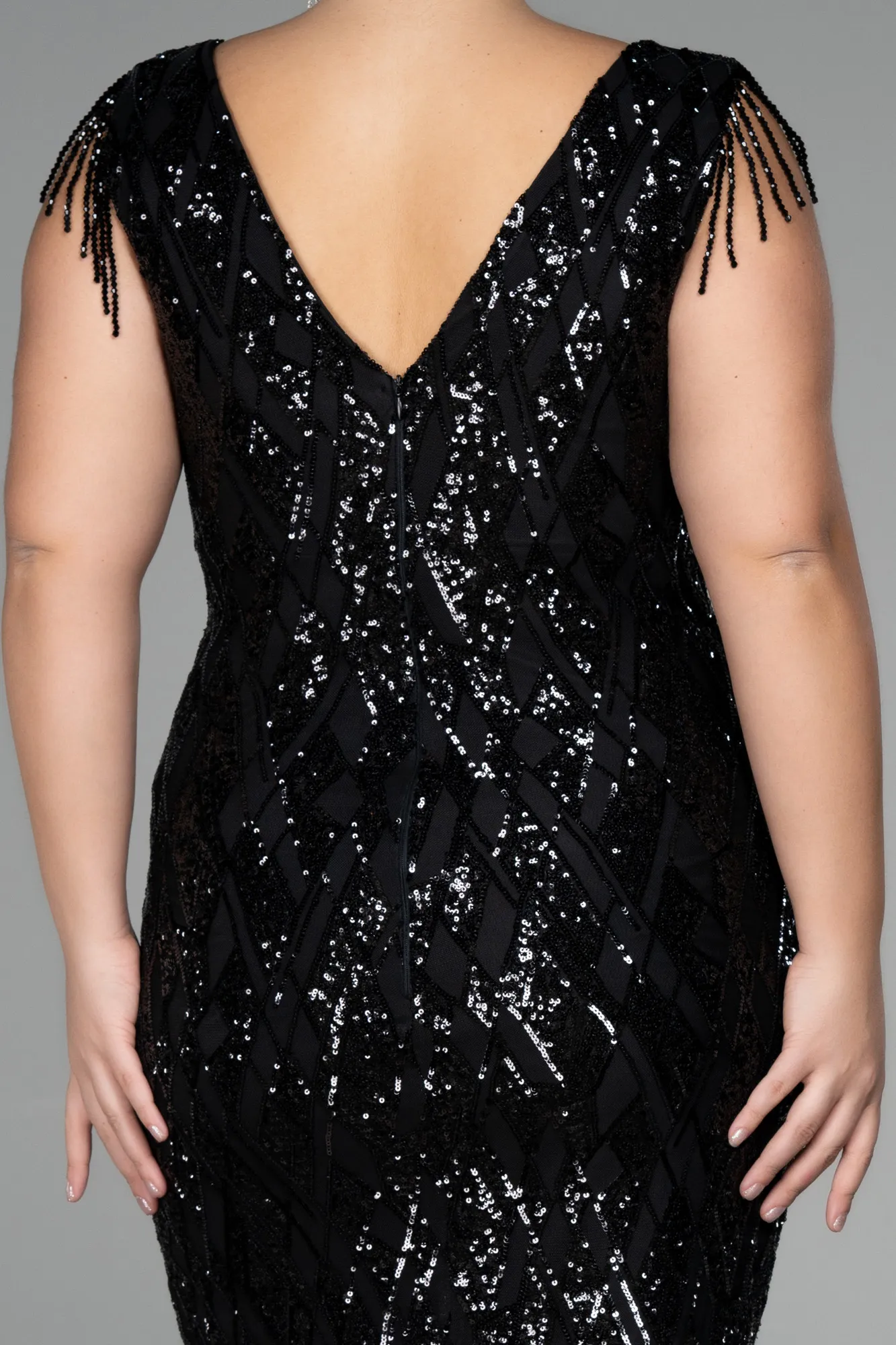 Black-Midi Plus Size Invitation Dress ABK1873