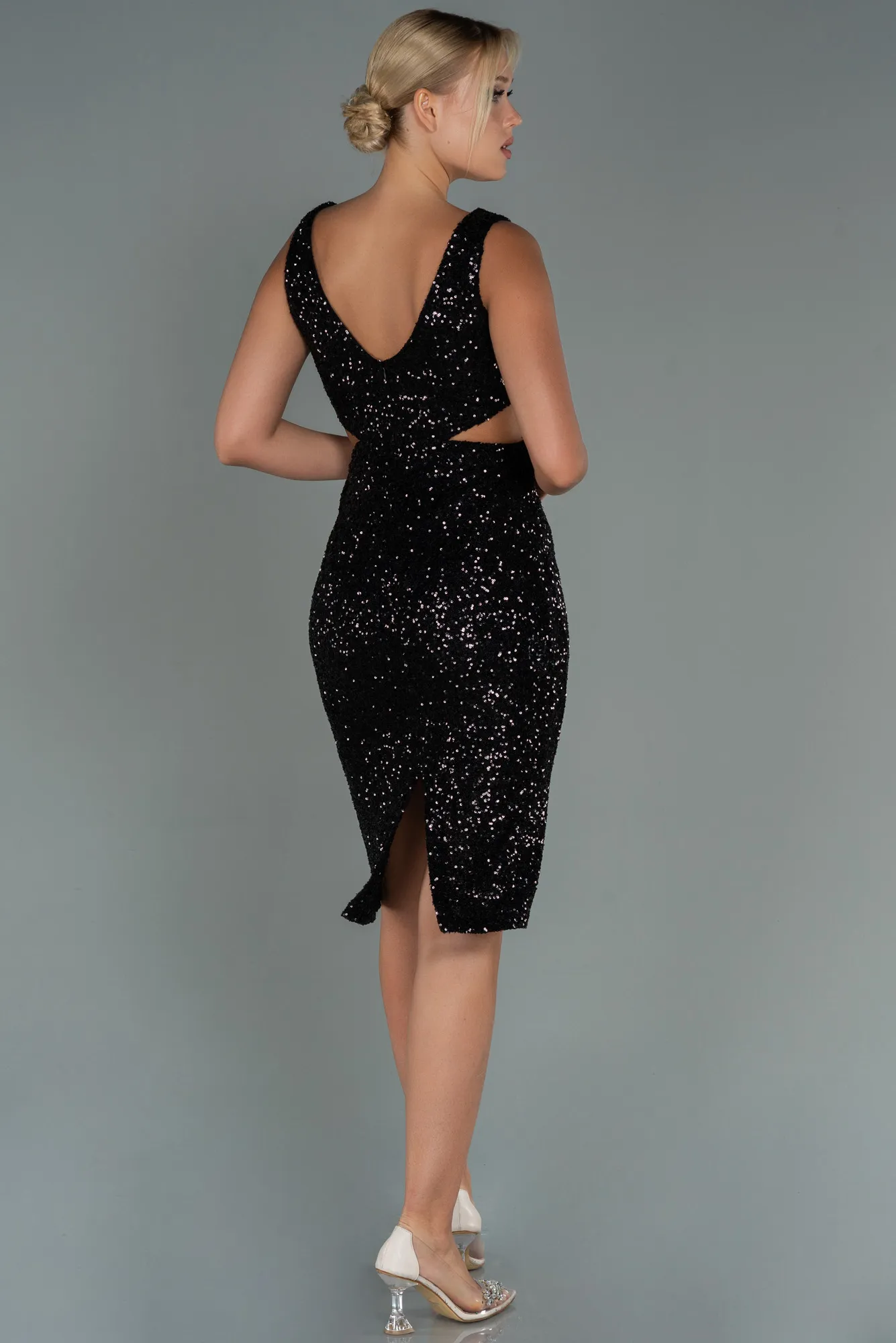 Black-Midi Scaly Invitation Dress ABK1741