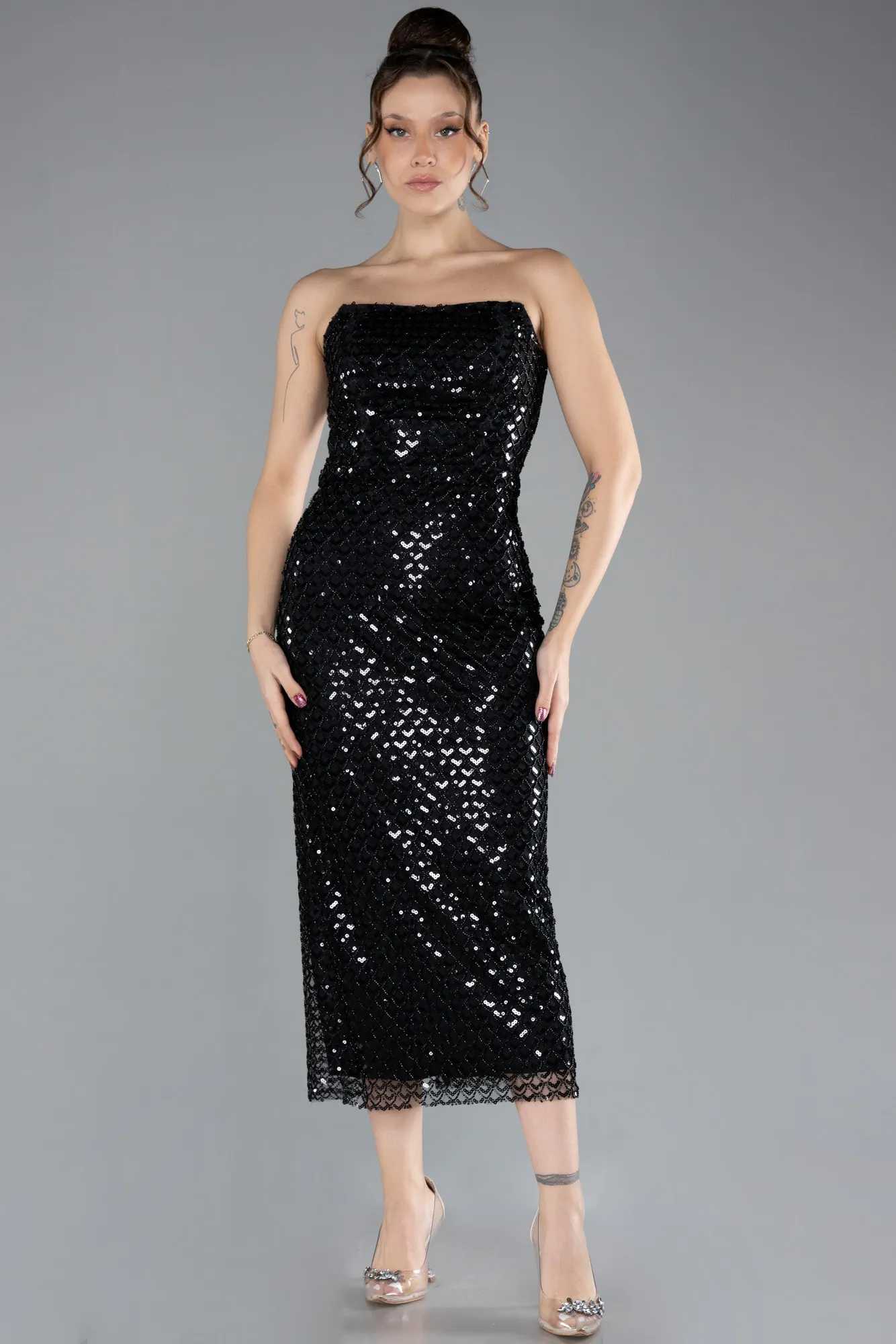 Black-Midi Stony Cocktail Dress ABK2176