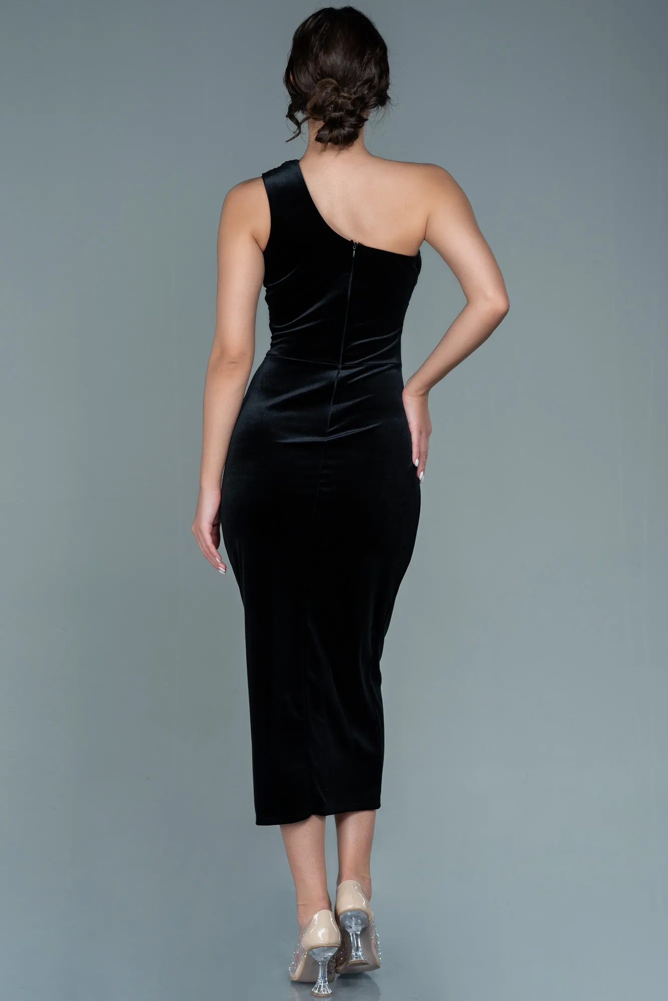 Black-Midi Velvet Invitation Dress ABK1501
