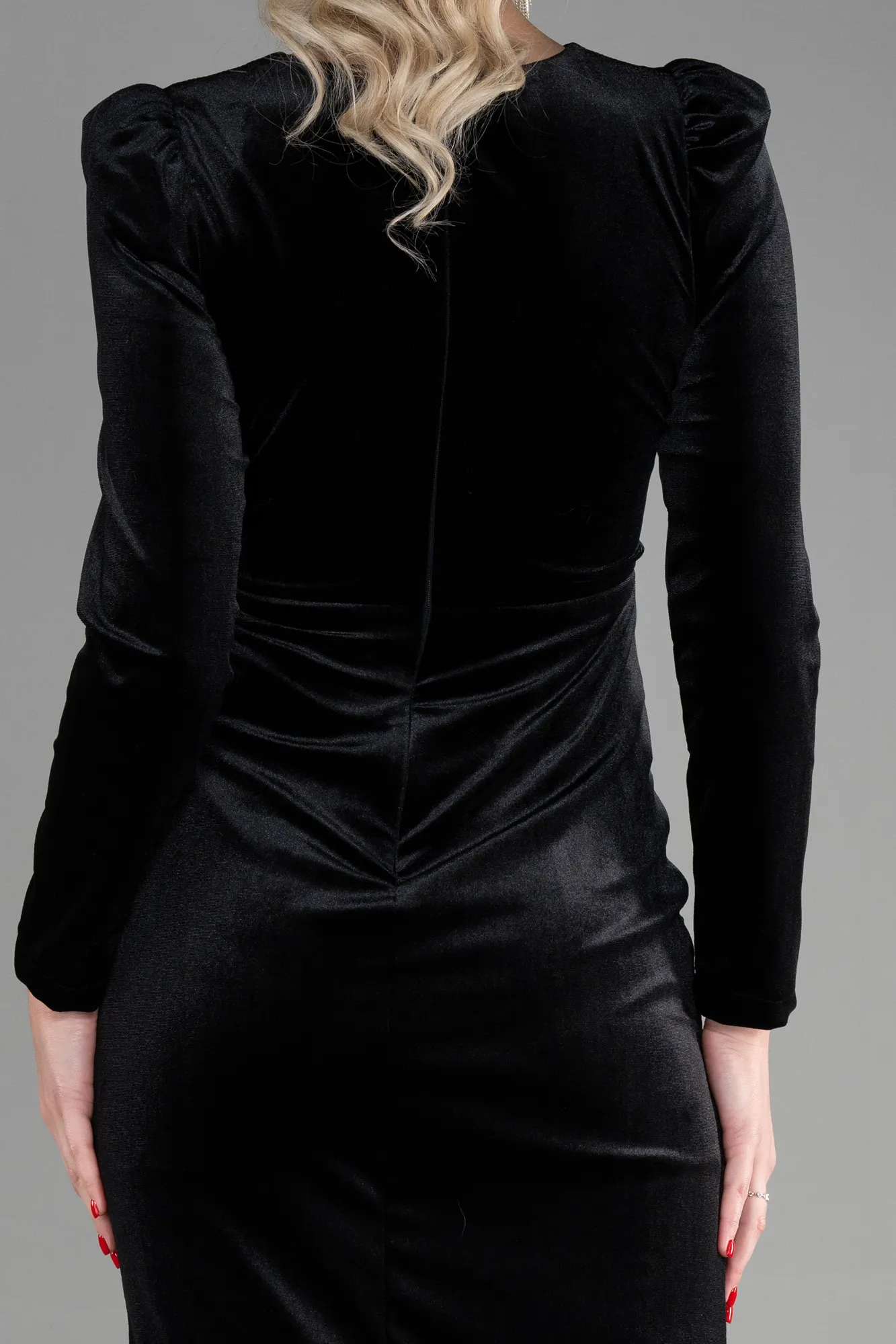 Black-Midi Velvet Invitation Dress ABK1896