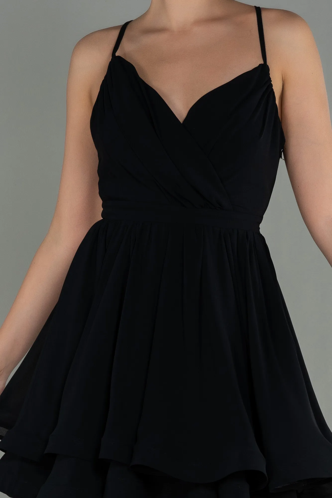 Black-Mini Chiffon Night Dress ABK1695