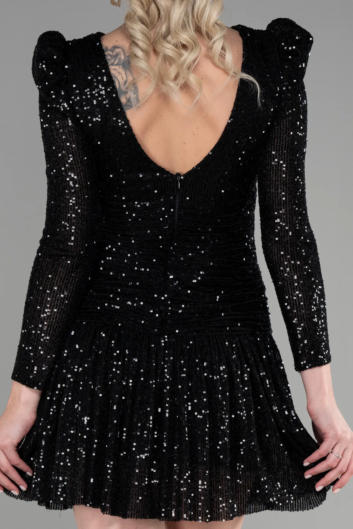 Black-Mini Scaly Night Dress ABK1881