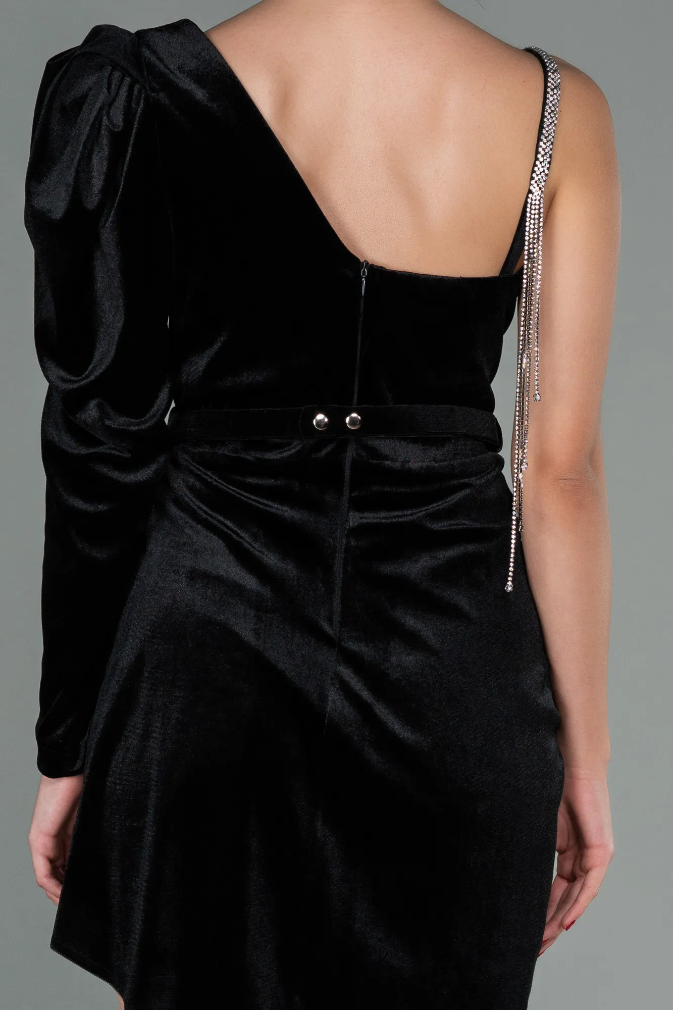 Black-Mini Velvet Invitation Dress ABK1584