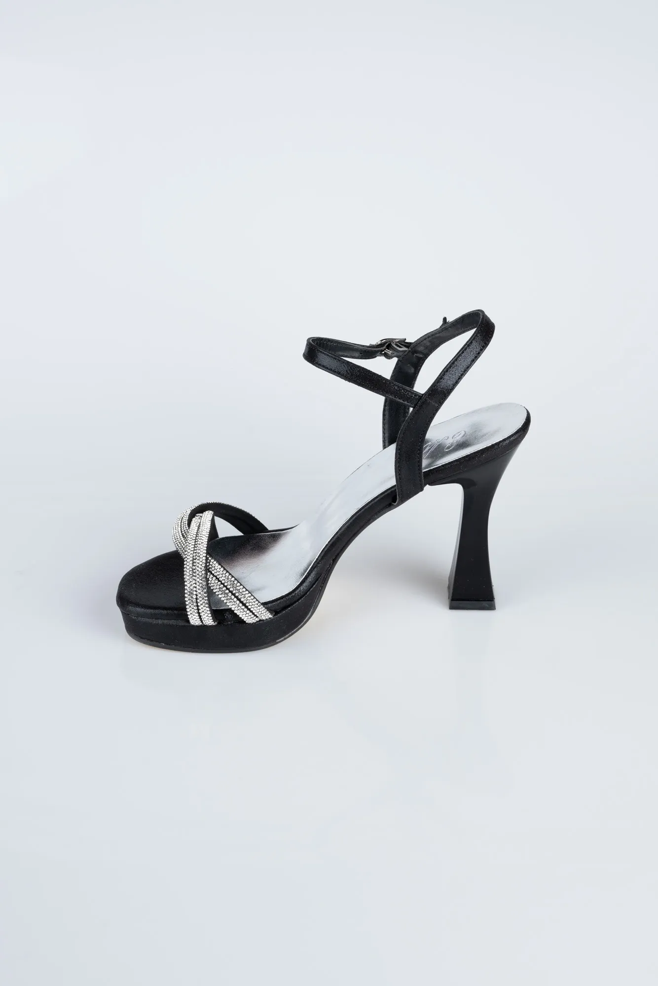 Black-Plaster Fabric Evening Shoe AB1123