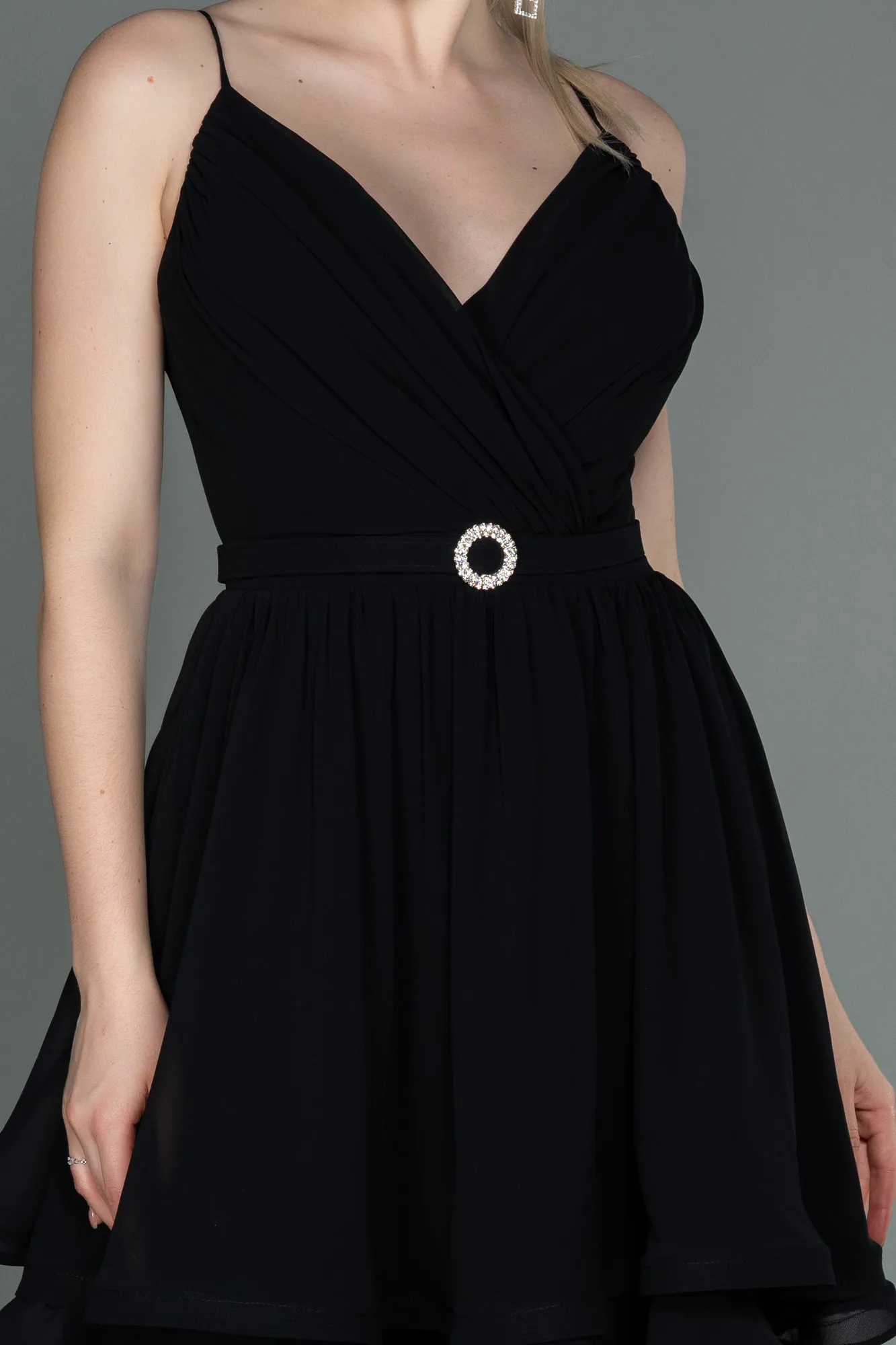 Black-Short Chiffon Evening Dress ABK1787