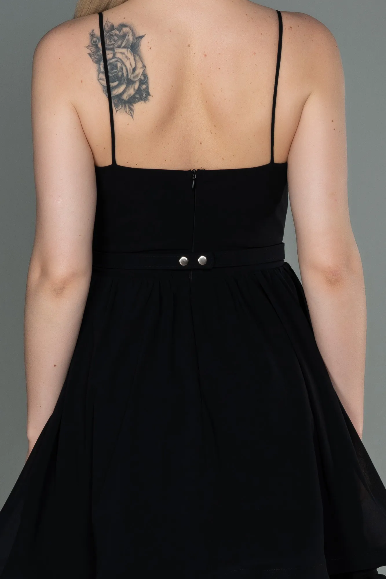 Black-Short Chiffon Evening Dress ABK1787