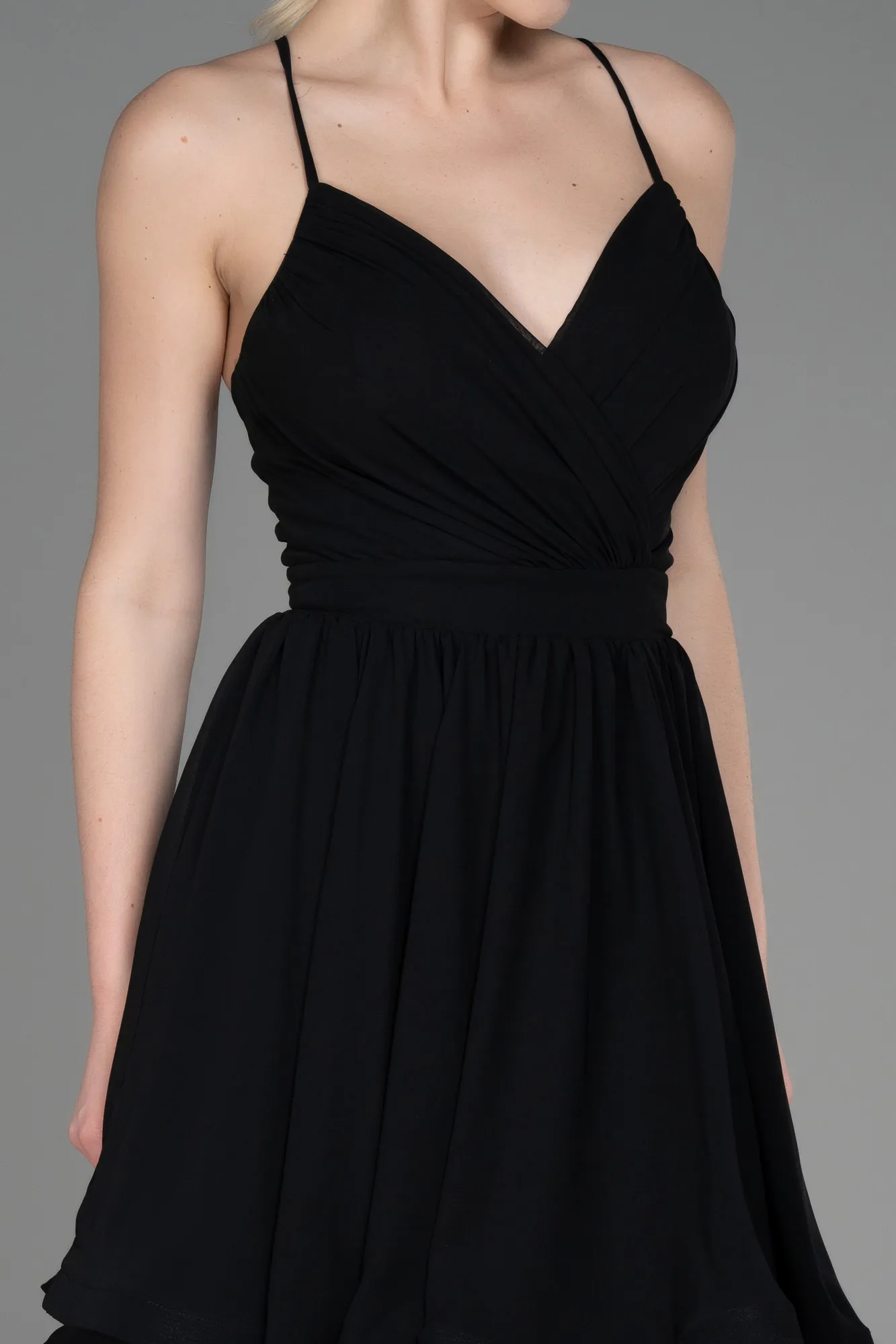 Black-Short Chiffon Evening Dress ABK1984