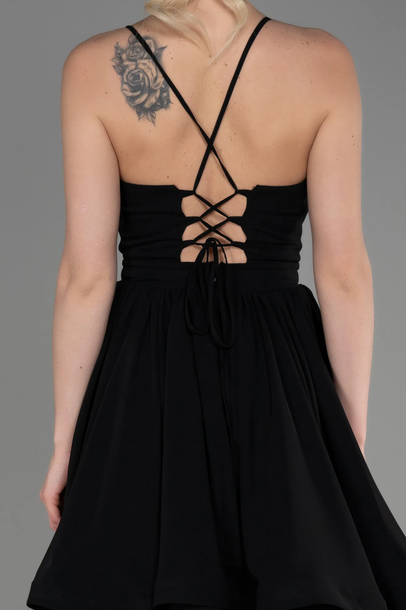 Black-Short Chiffon Evening Dress ABK1984