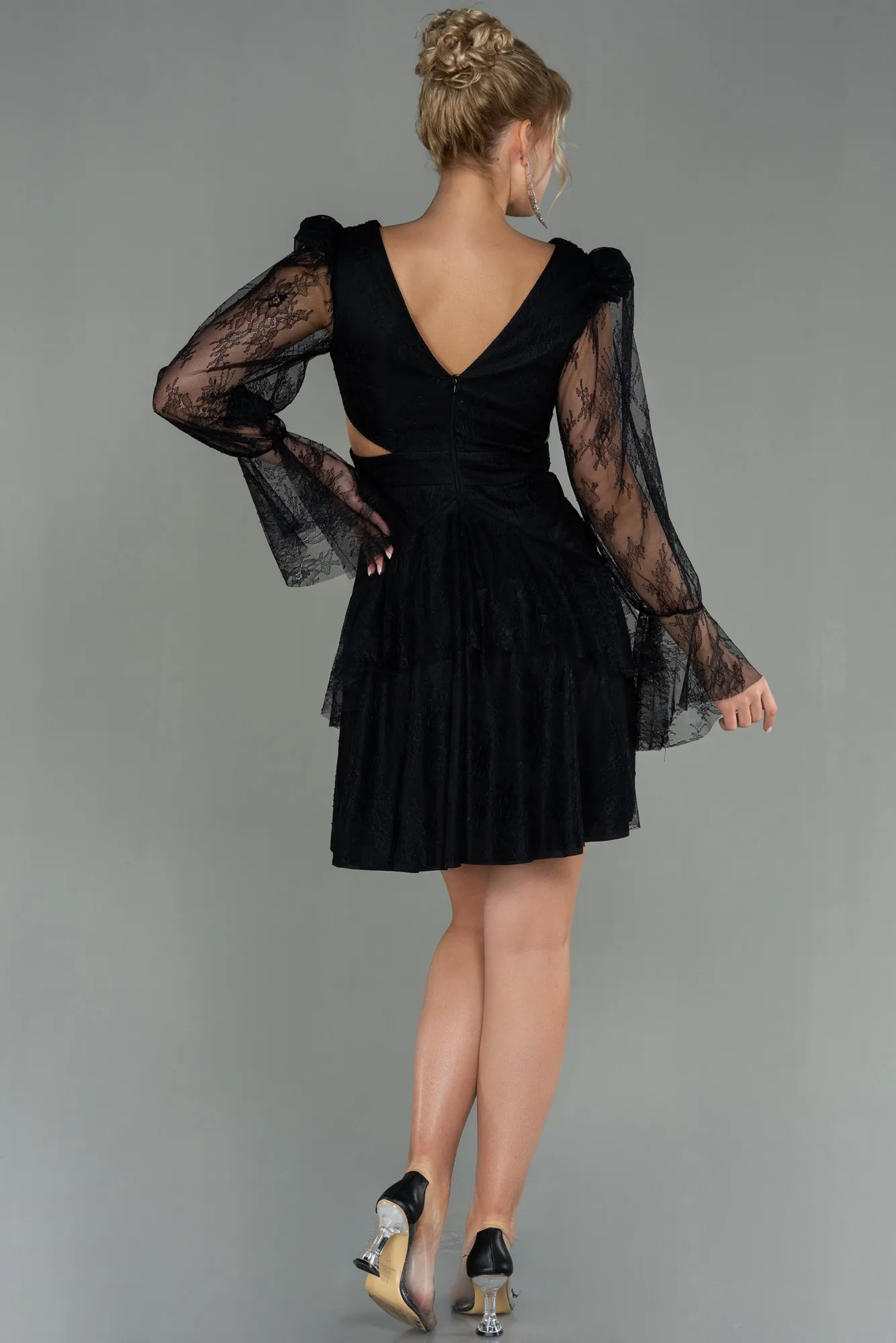 Black-Short Dantelle Invitation Dress ABK1699