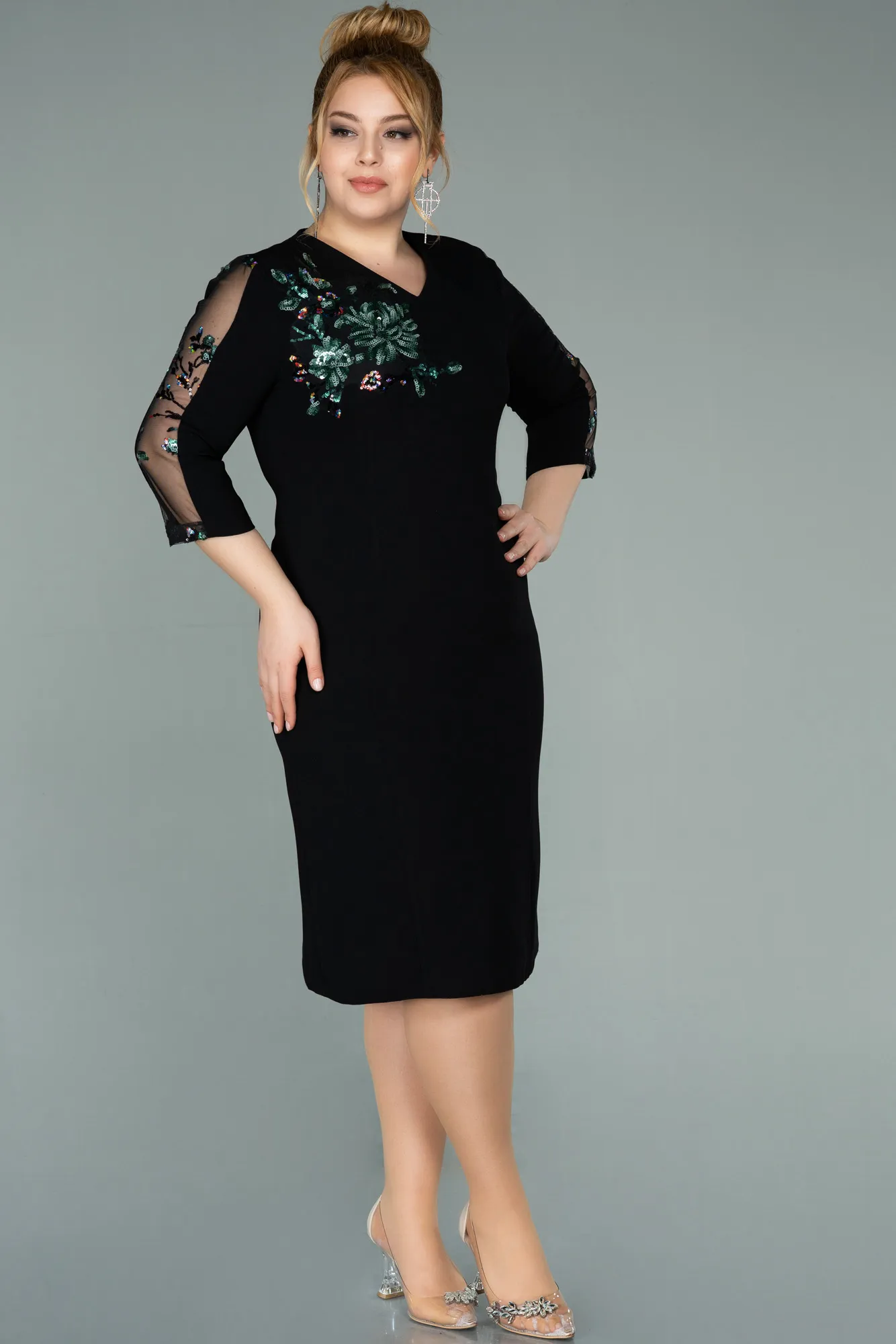 Black-Short Oversized Evening Dress ABK1286