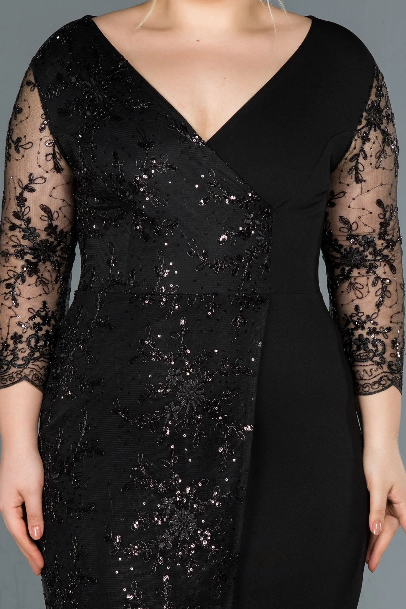 Black-Short Oversized Evening Dress ABK833