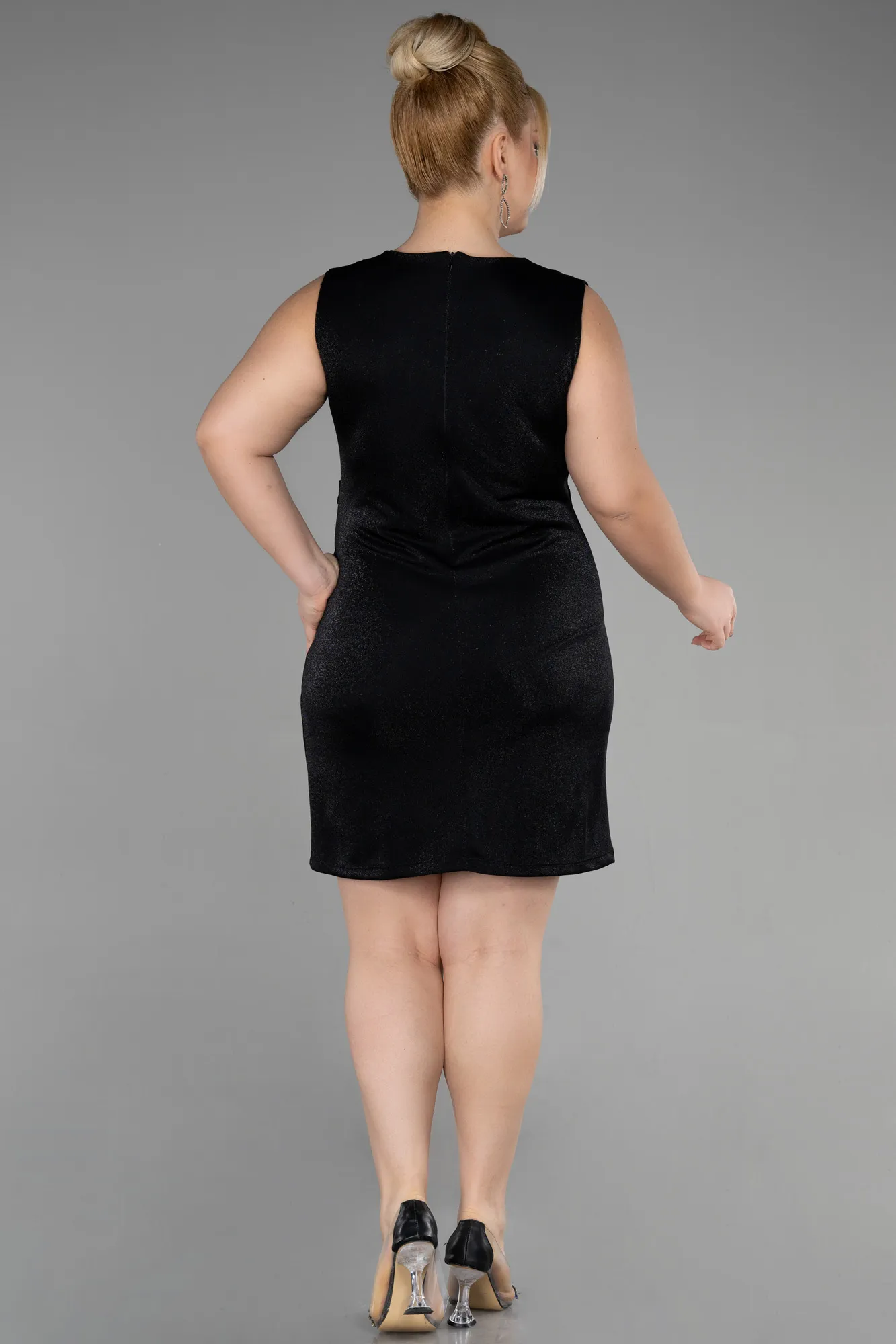 Black-Short Plus Size Cocktail Dress ABK1971