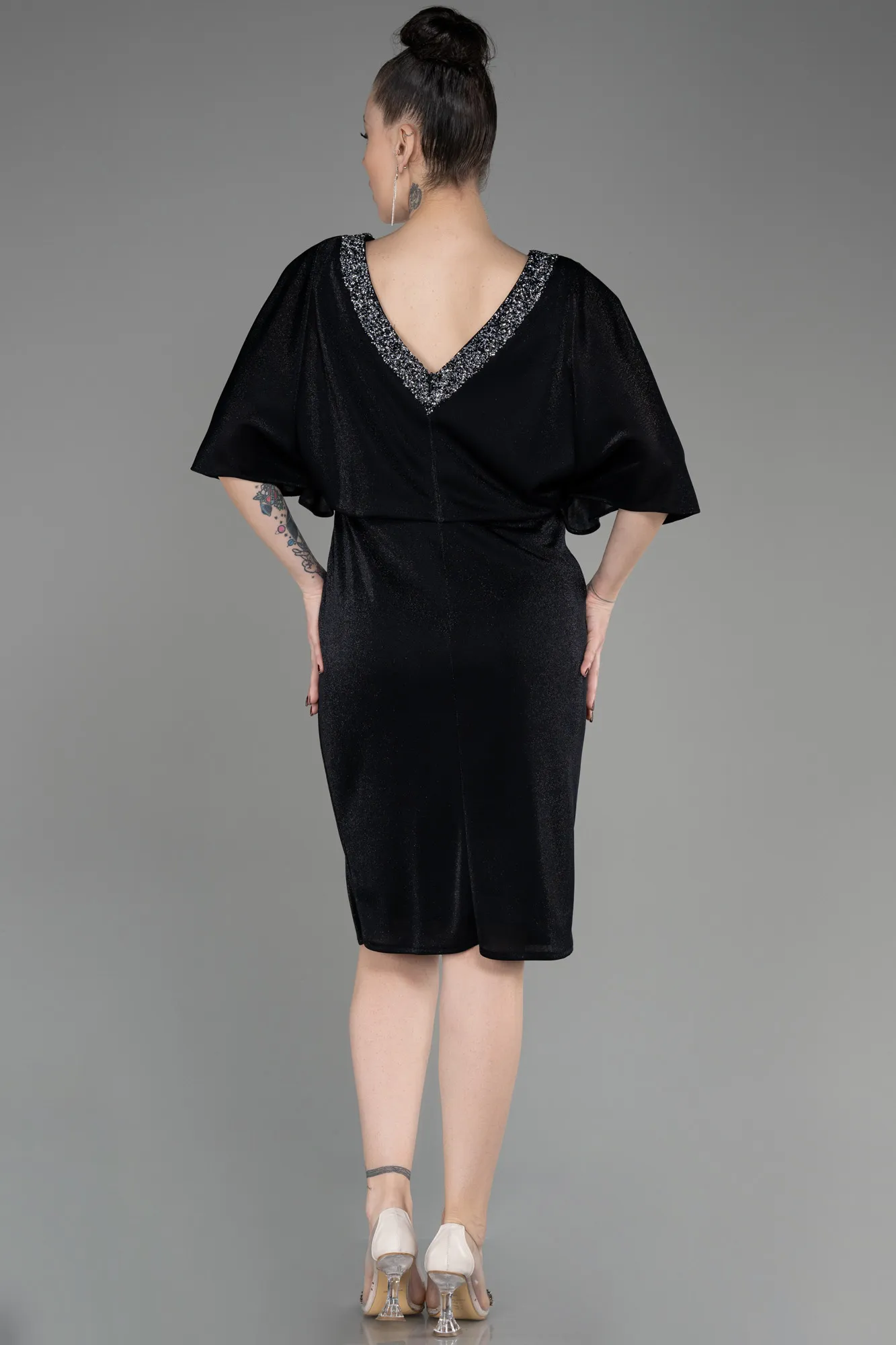 Black-Short Plus Size Cocktail Dress ABK1996