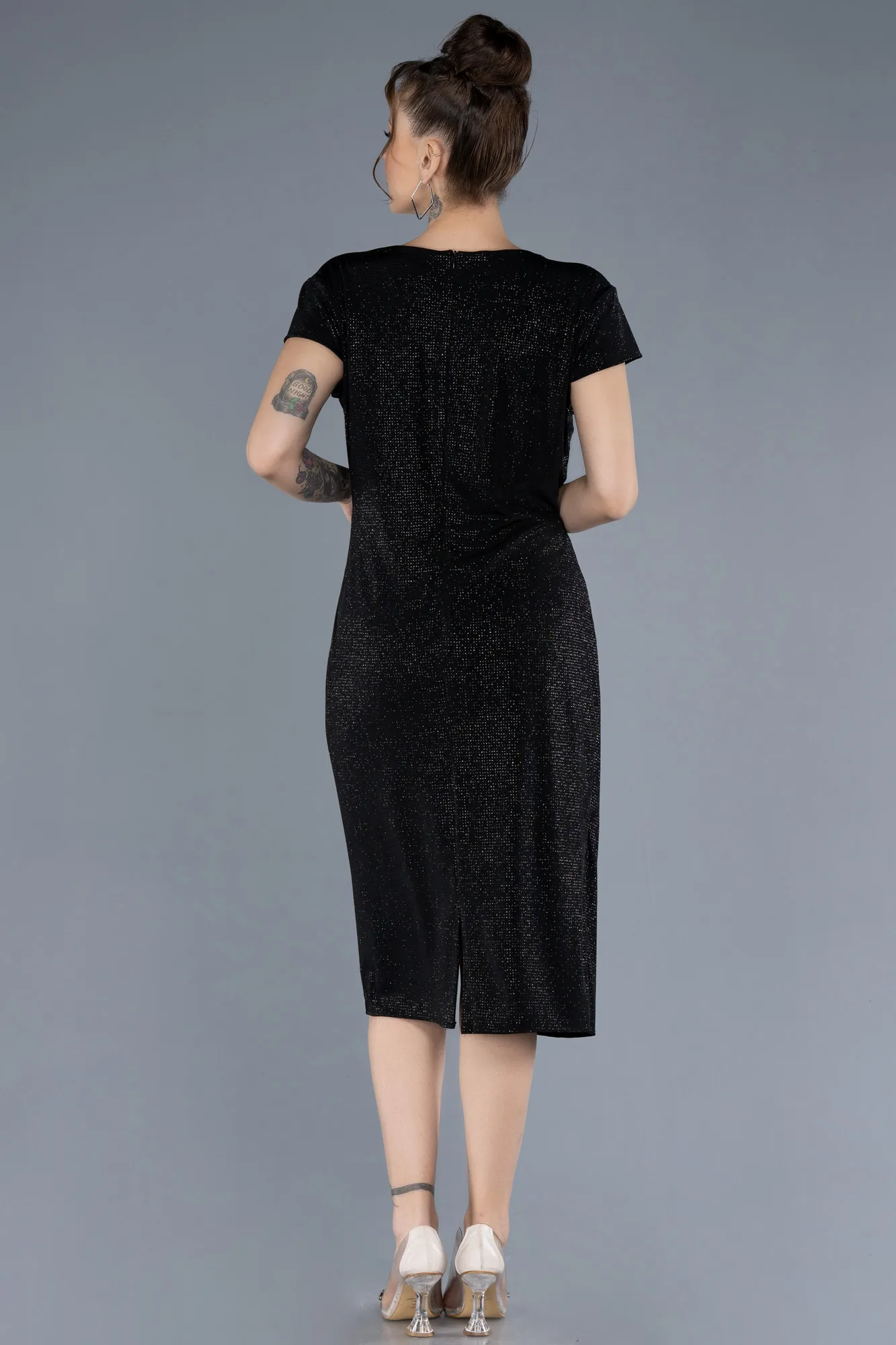 Black-Short Plus Size Cocktail Dress ABK2231