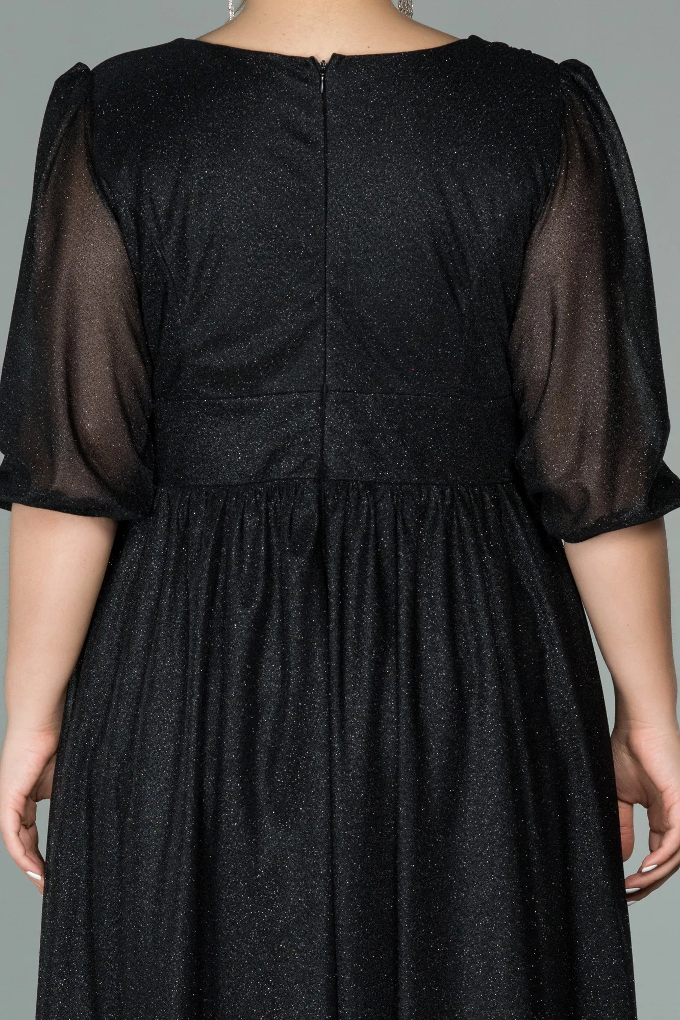 Black-Short Plus Size Evening Dress ABK1098