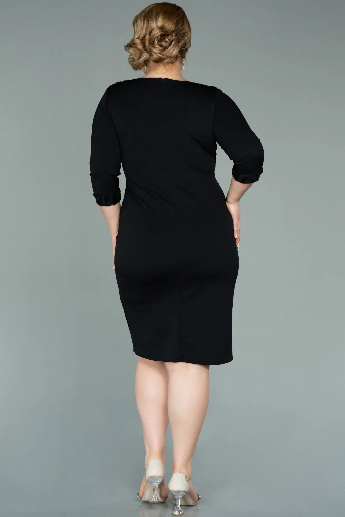 Black-Short Plus Size Evening Dress ABK1325