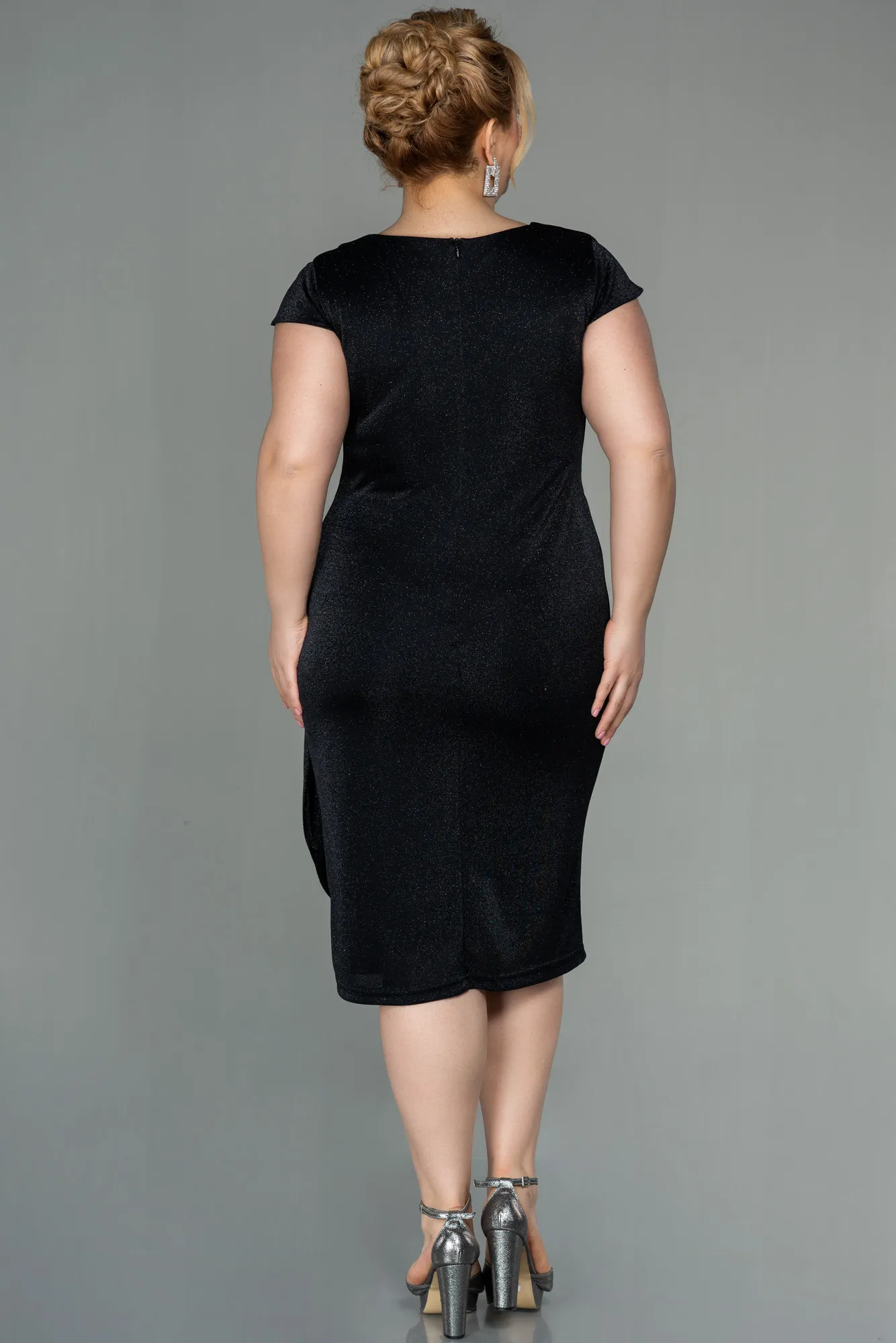 Black-Short Plus Size Evening Dress ABK1583