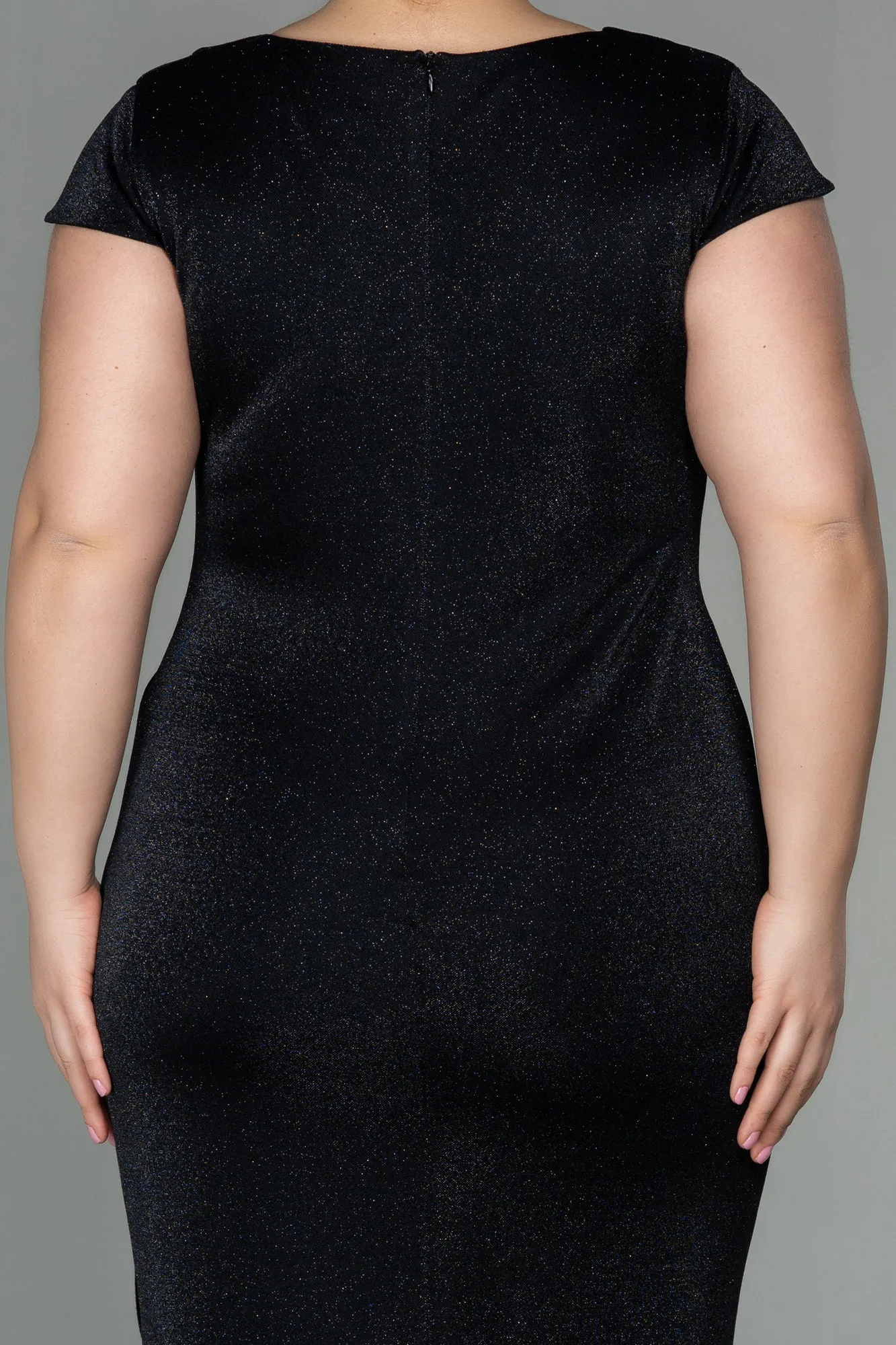 Black-Short Plus Size Evening Dress ABK1583