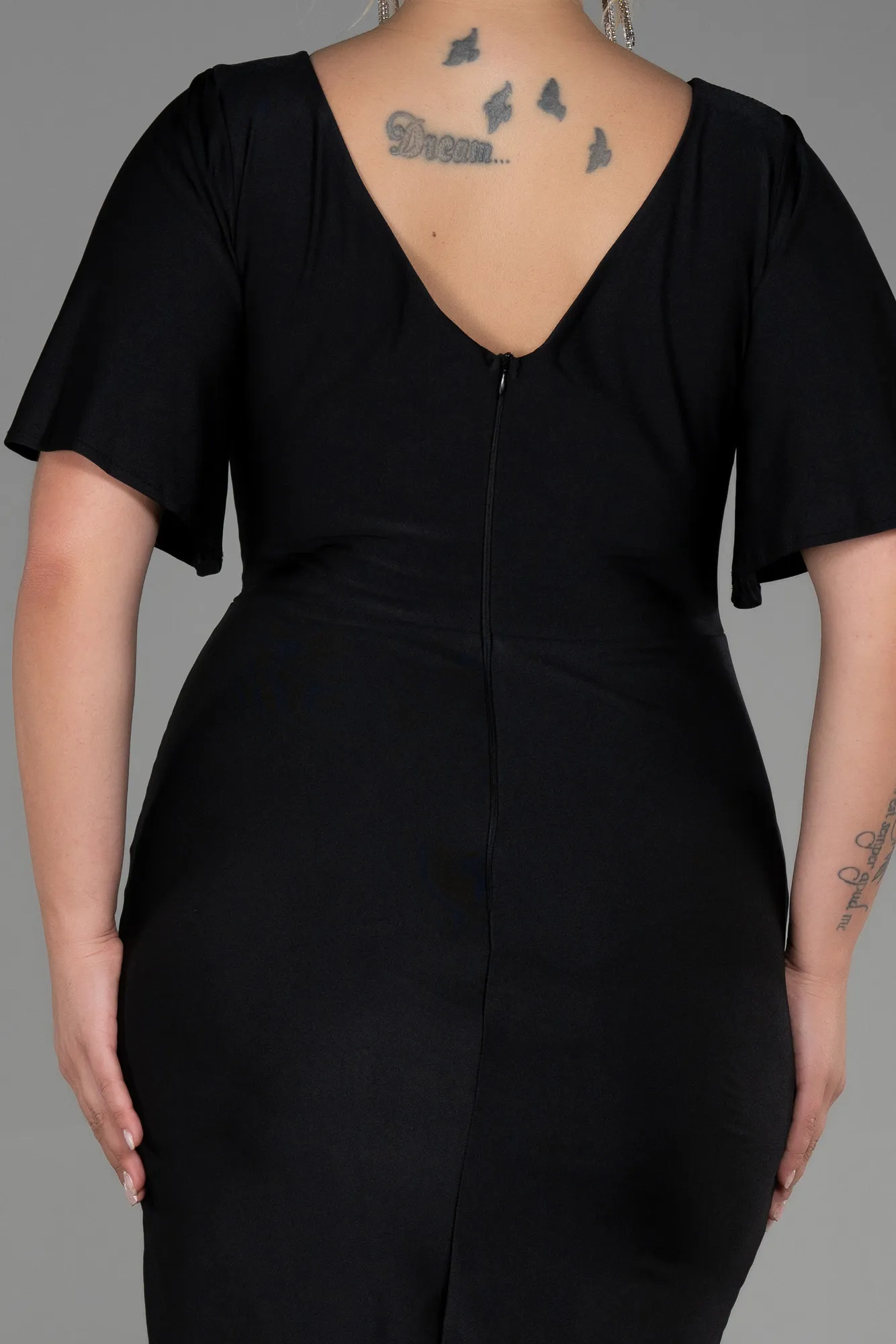 Black-Short Plus Size Evening Dress ABK1824