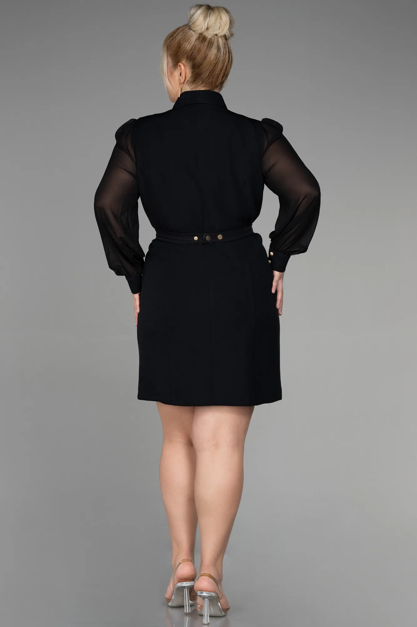 Black-Short Plus Size Invitation Dress ABK1871