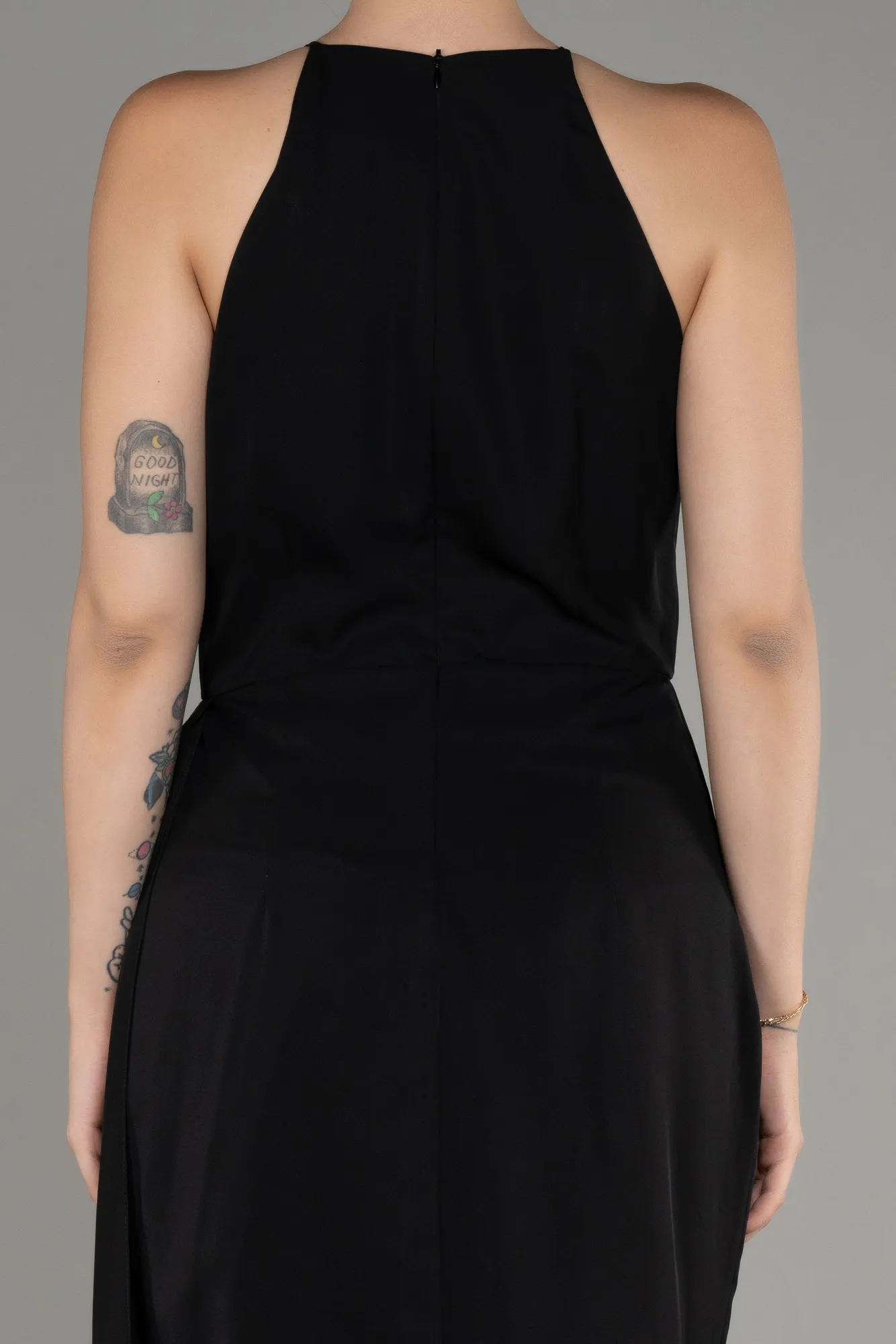 Black-Short Satin Cocktail Dress ABK2106