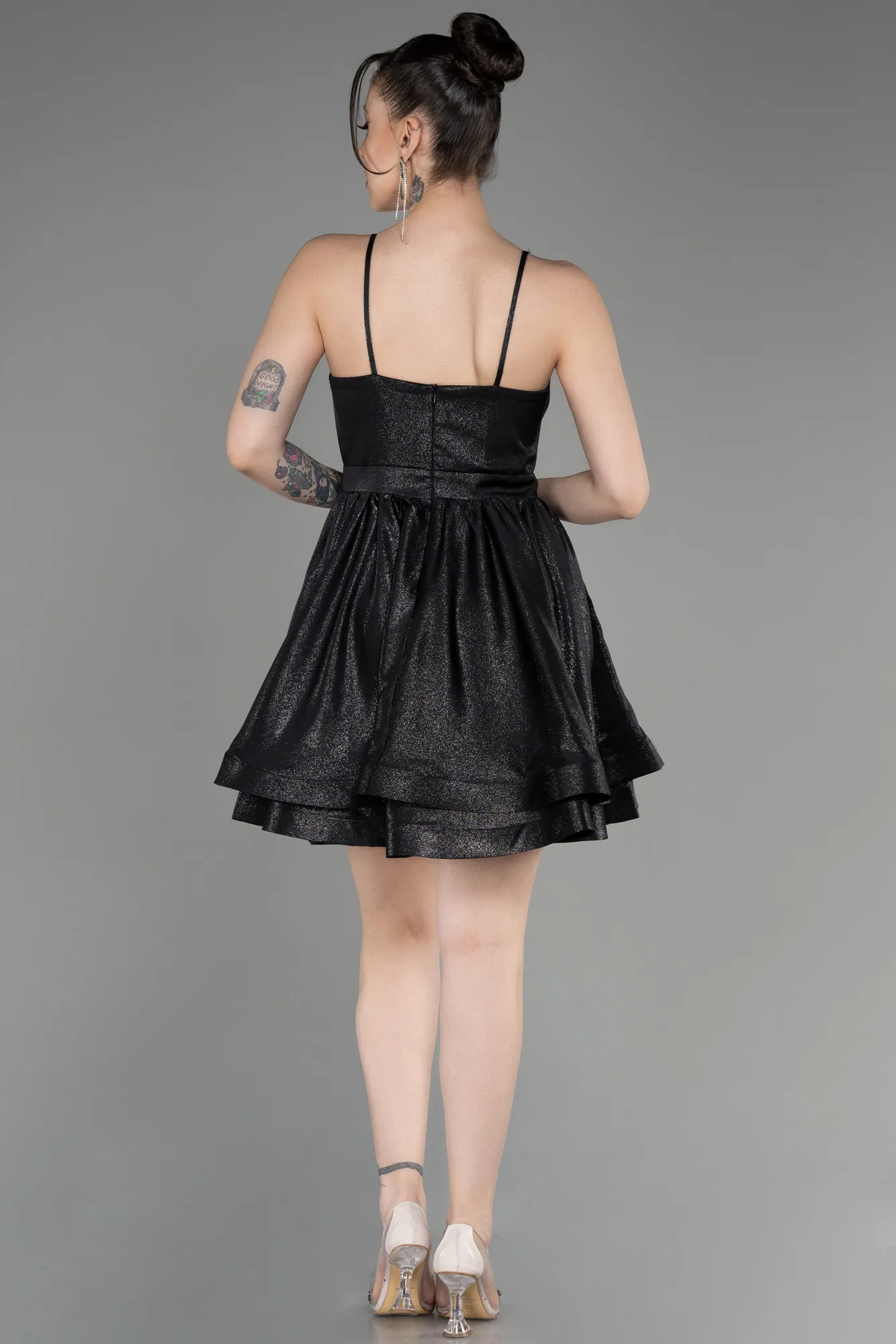 Black-Short Satin Party Dress ABK2044