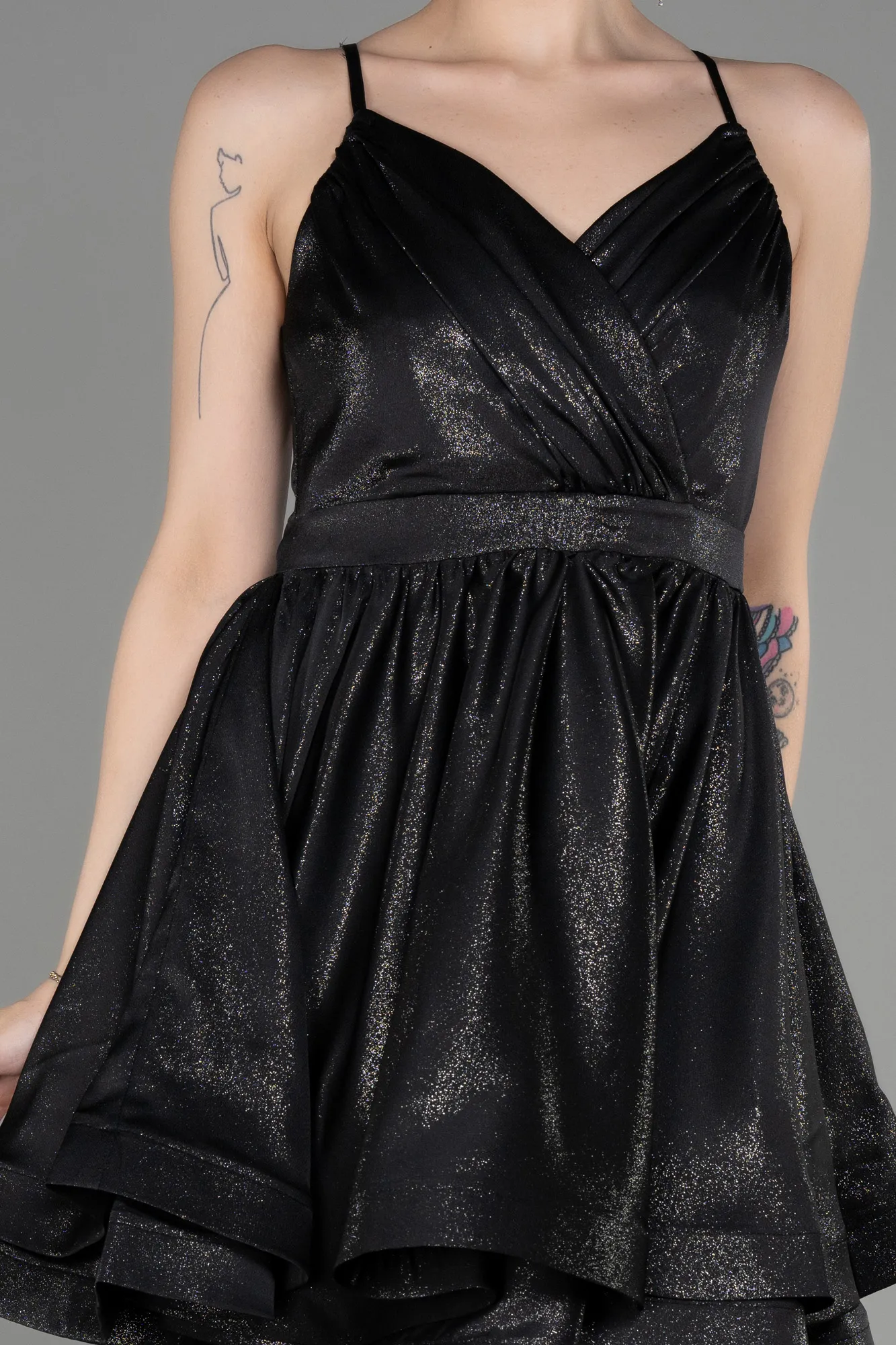 Black-Short Satin Party Dress ABK2044