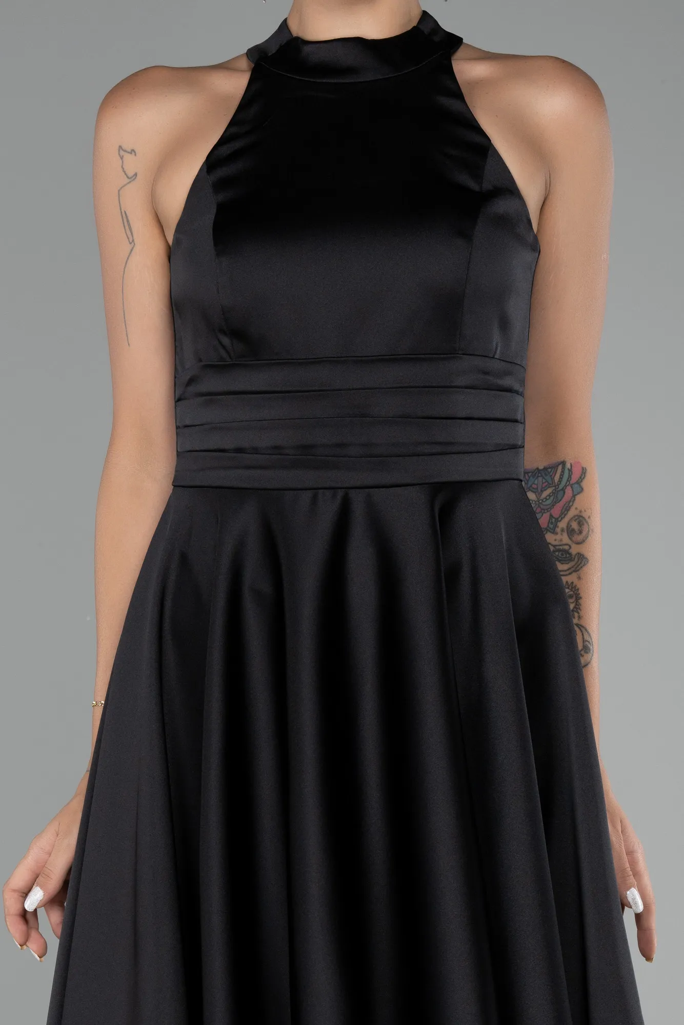 Black-Short Satin Party Dress ABK2112