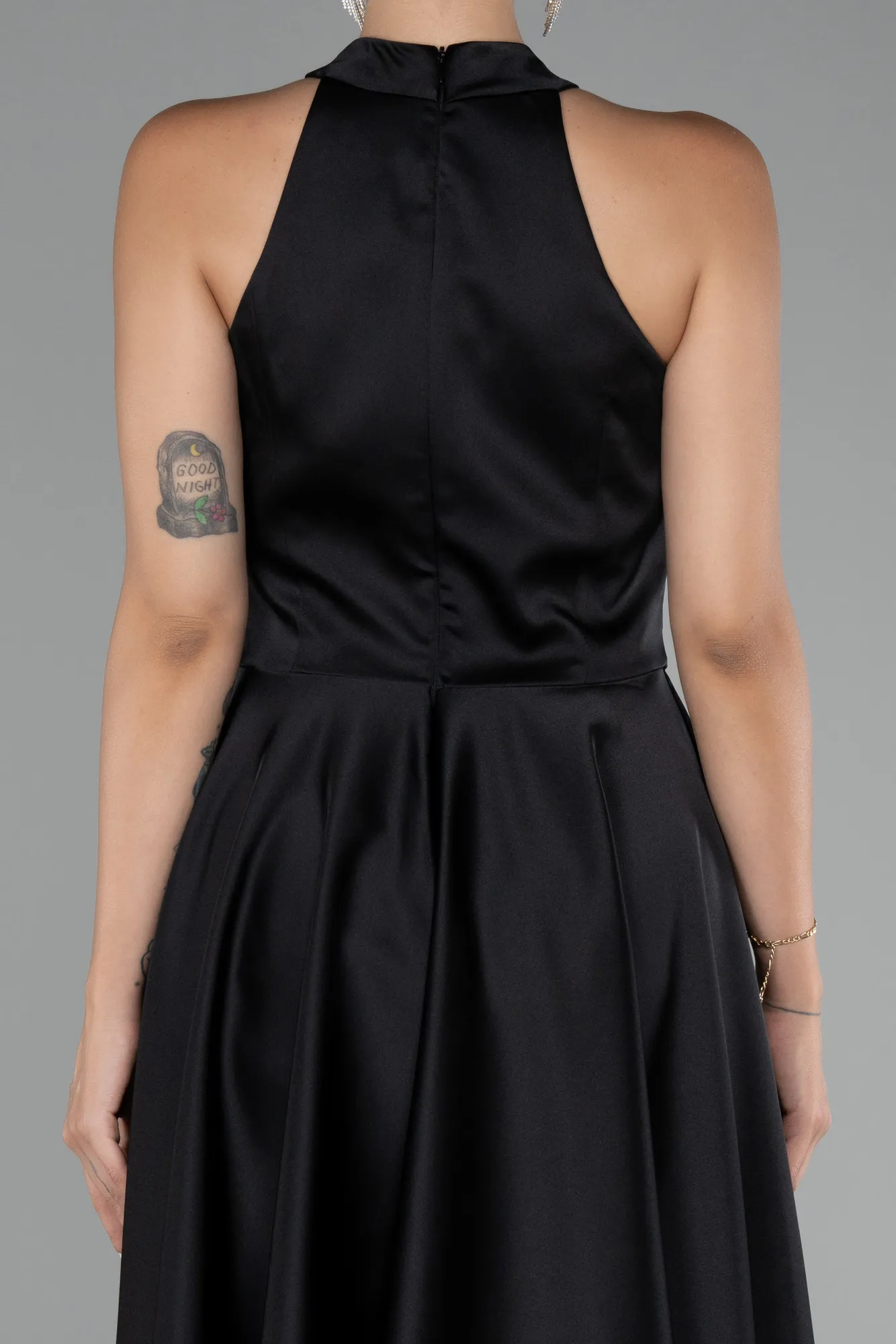 Black-Short Satin Party Dress ABK2112