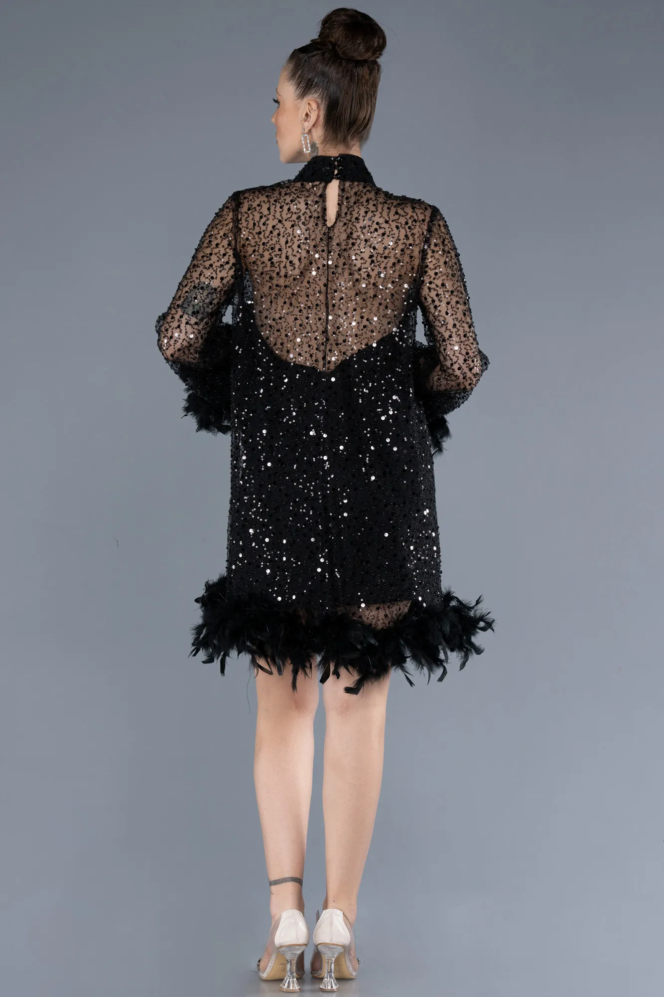 Black-Short Scaly Cocktail Dress ABK2202