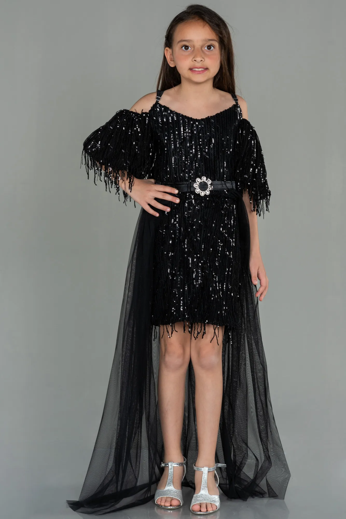 Black-Short Scaly Girl Dress ABK1714