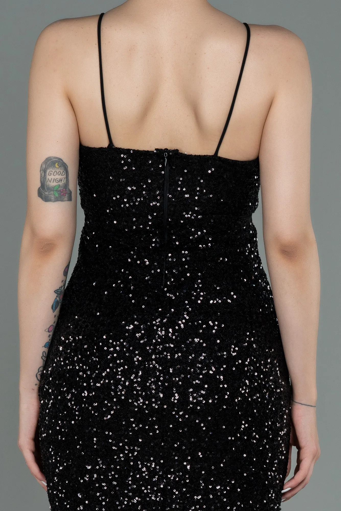 Black-Short Scaly Invitation Dress ABK1763