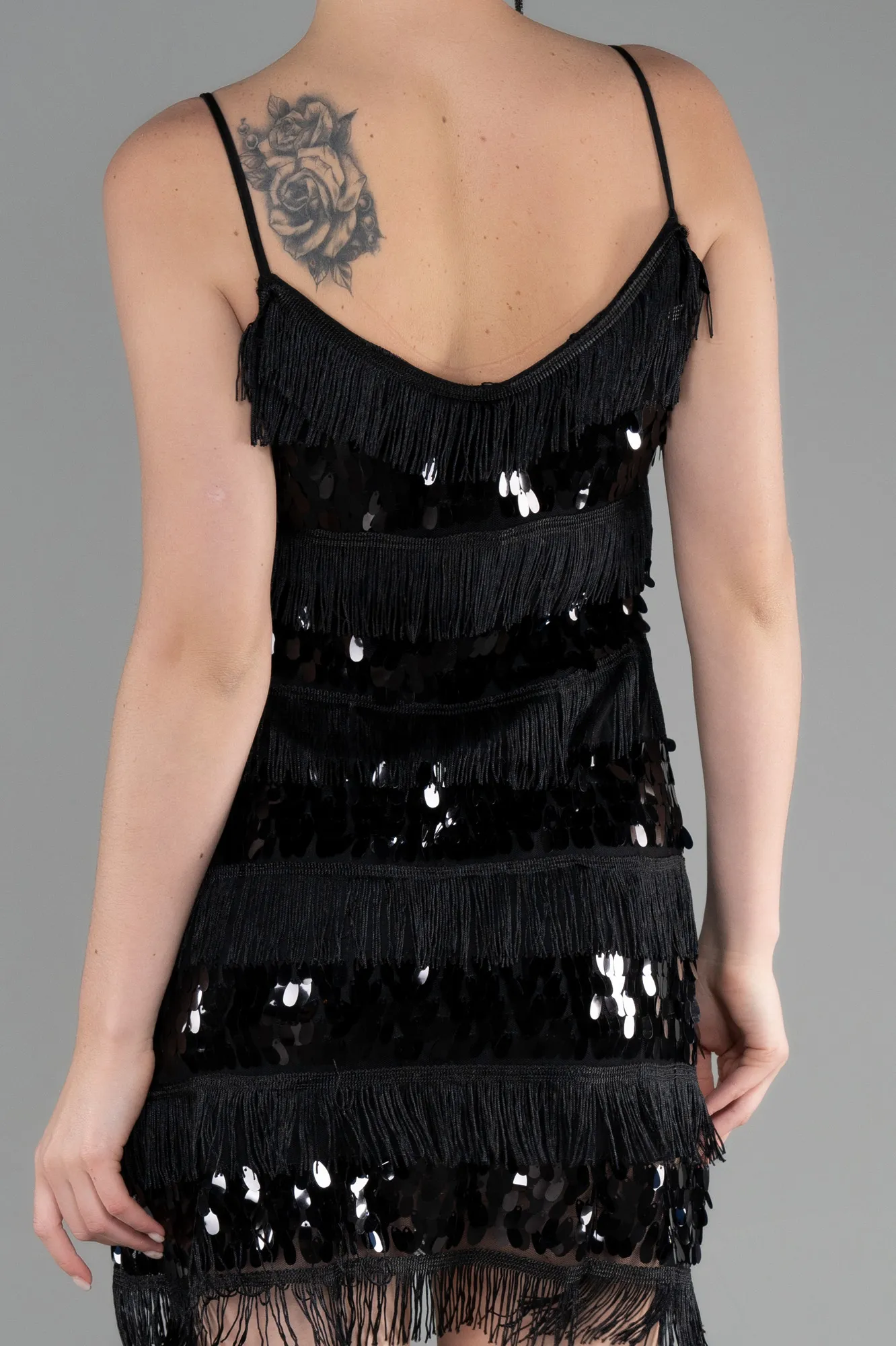Black-Short Scaly Night Dress ABK1923