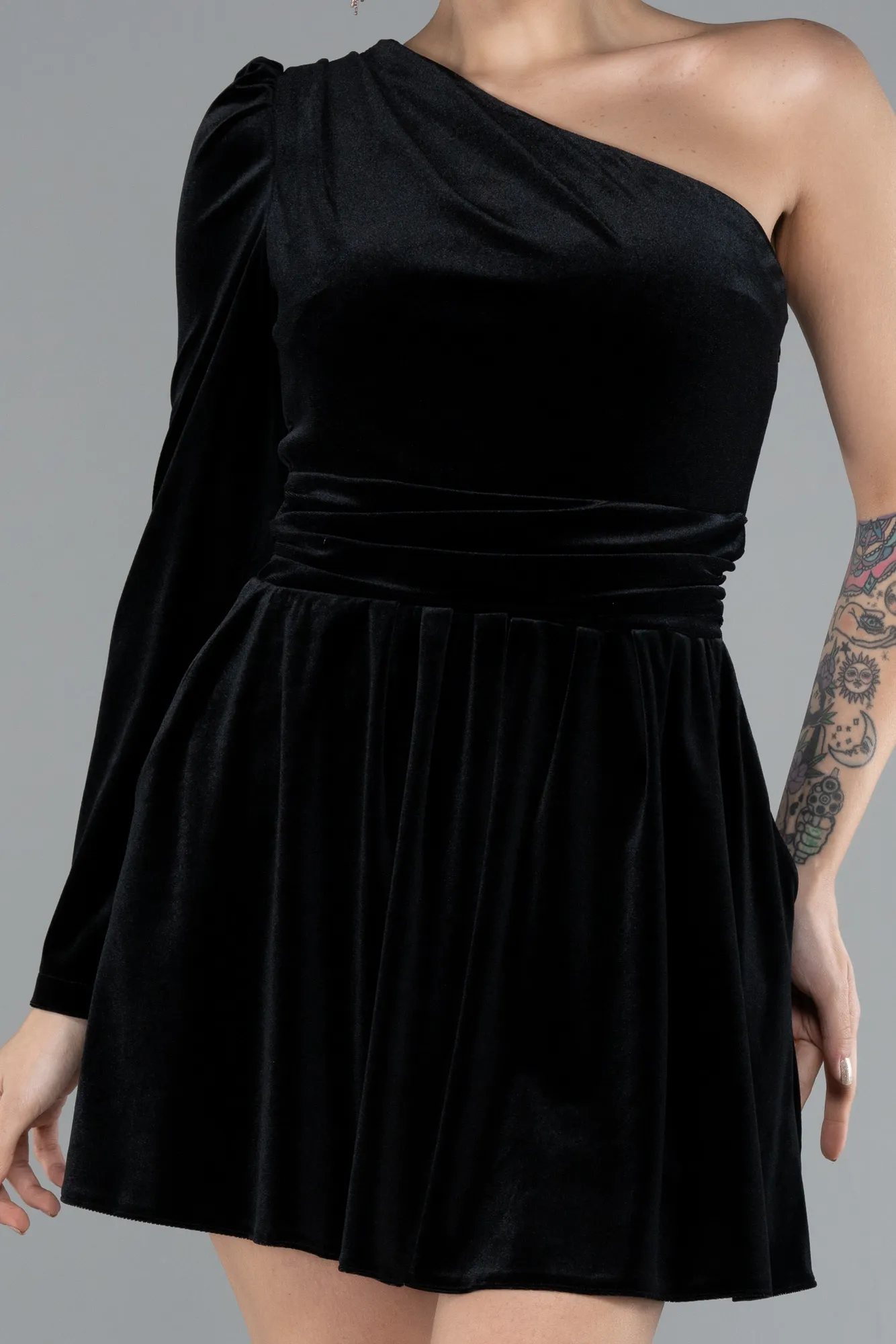 Black-Short Velvet Party Dress ABK2183