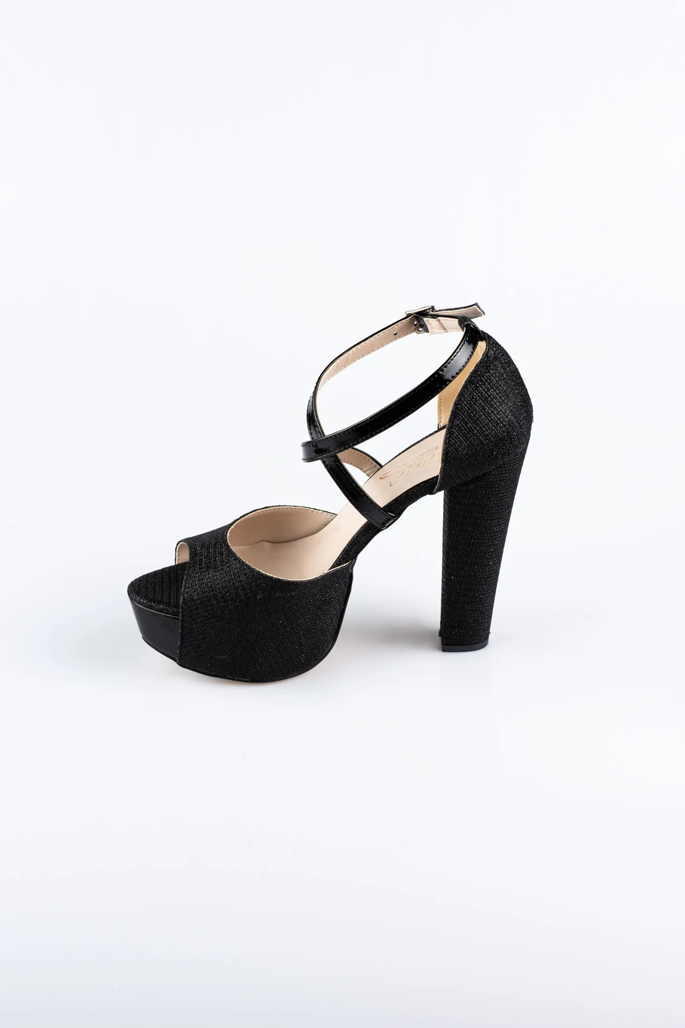 Black-Silvery Evening Shoe ABS1098