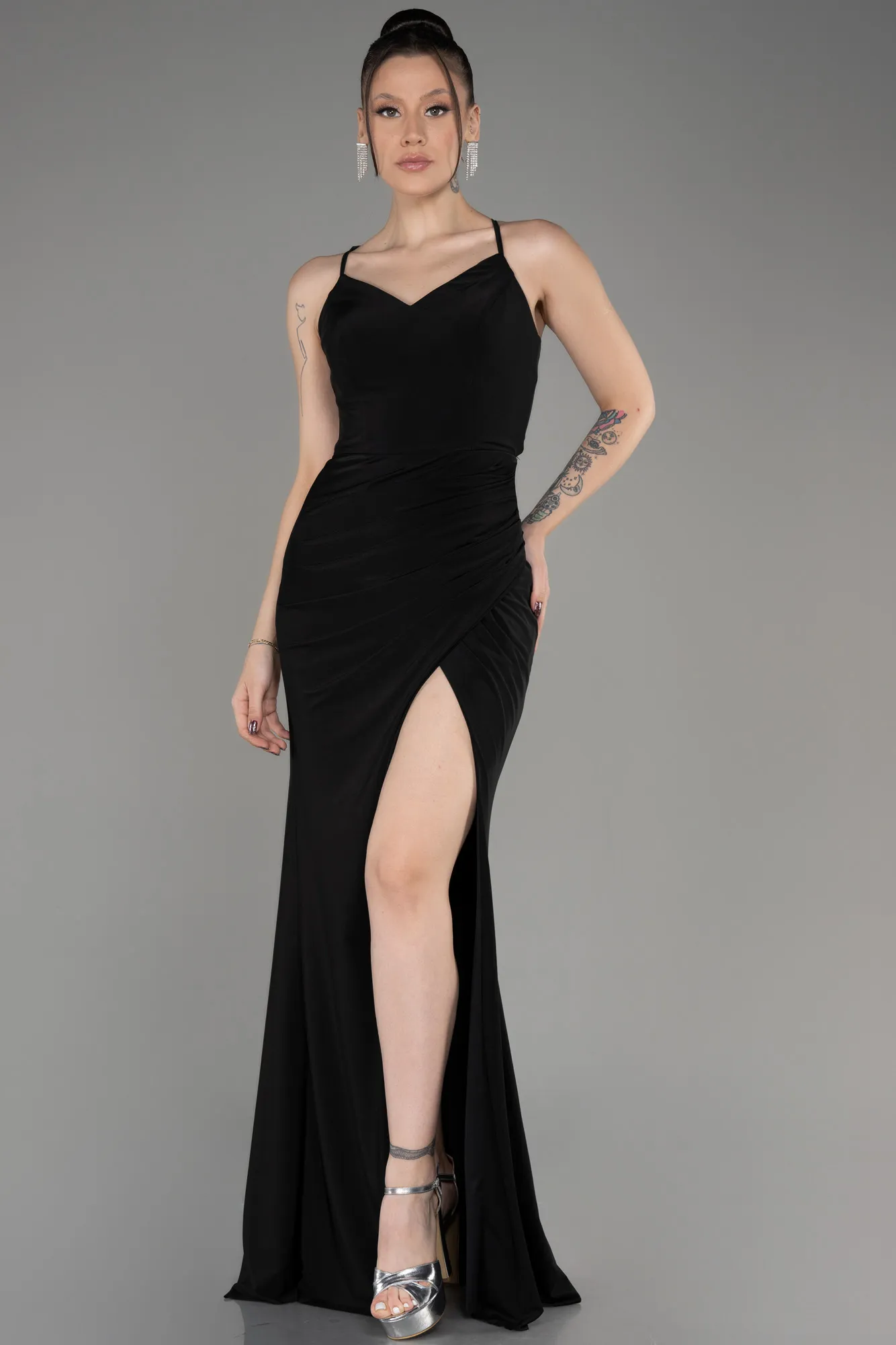 Black-Slit Long Evening Dress ABU3949