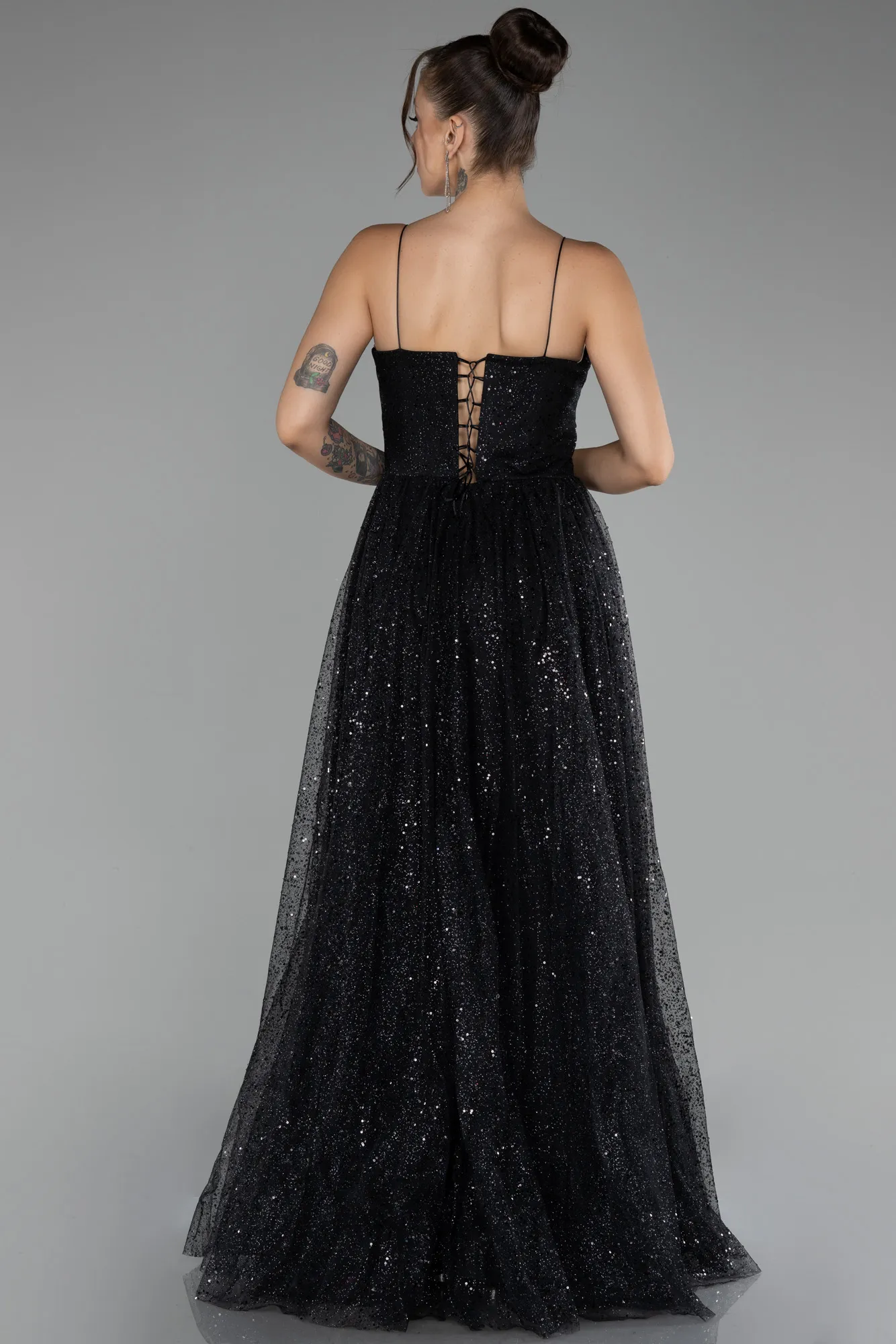 Black-Slit Long Glitter Prom Gown ABU4152