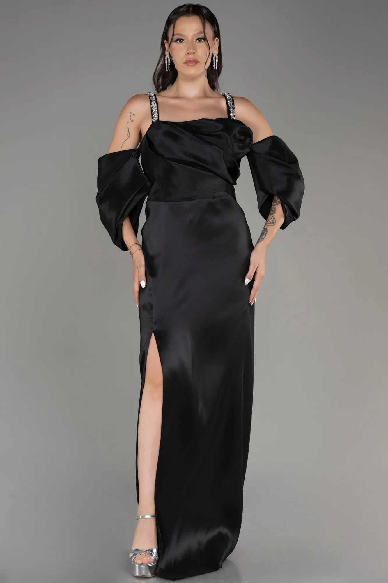 Black-Slit Long Plus Size Evening Dress ABU3921