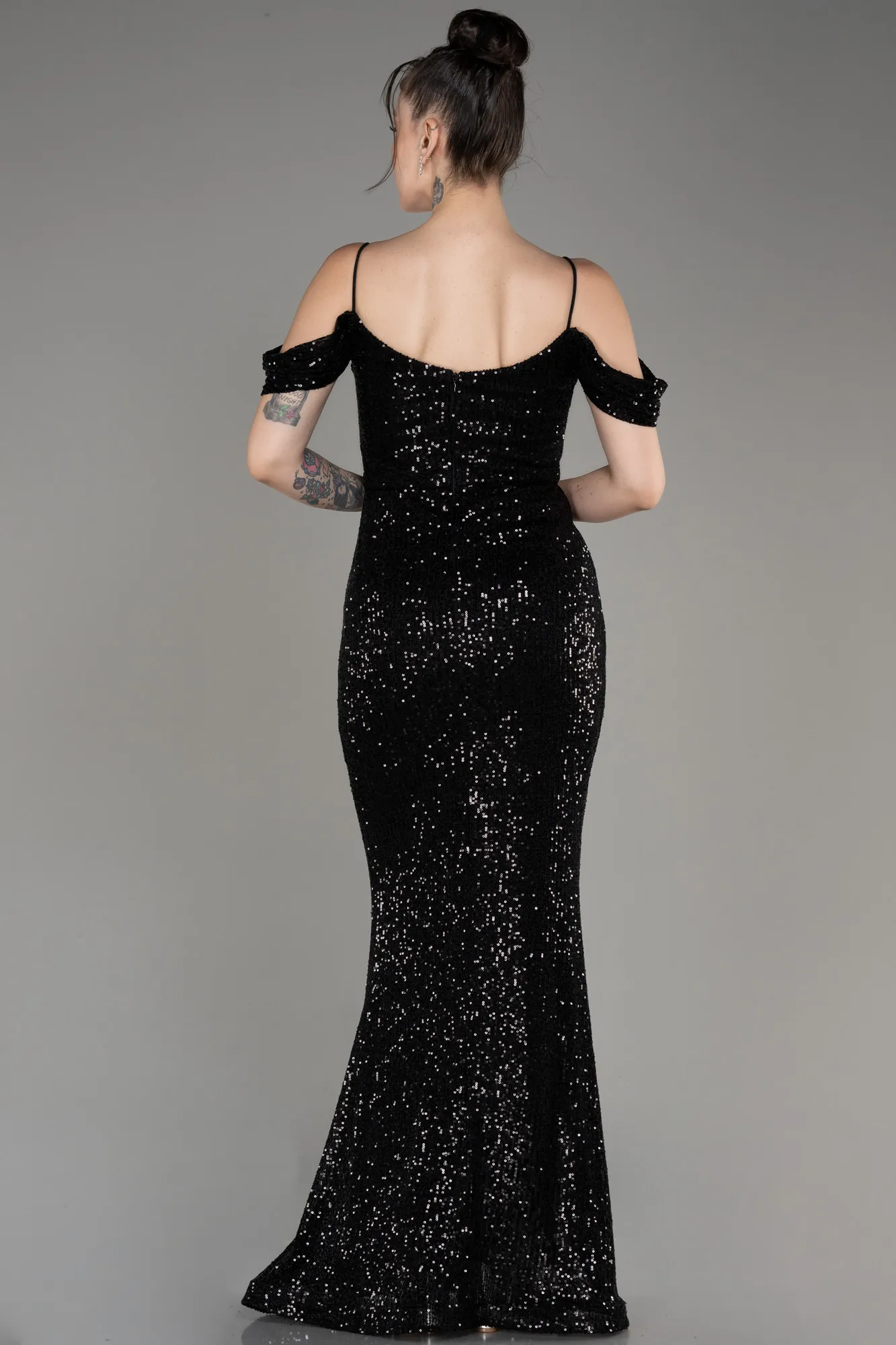 Black-Slit Long Scaly Mermaid Prom Dress ABU3967