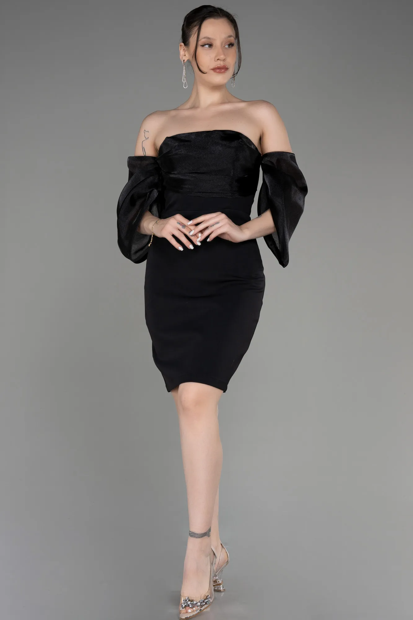 Black-Strapless Short After Party Dress ABK2047