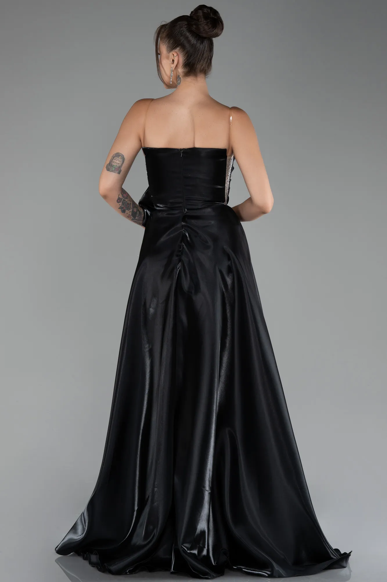 Black-Strapless Slit Long Ball Gown ABU4015