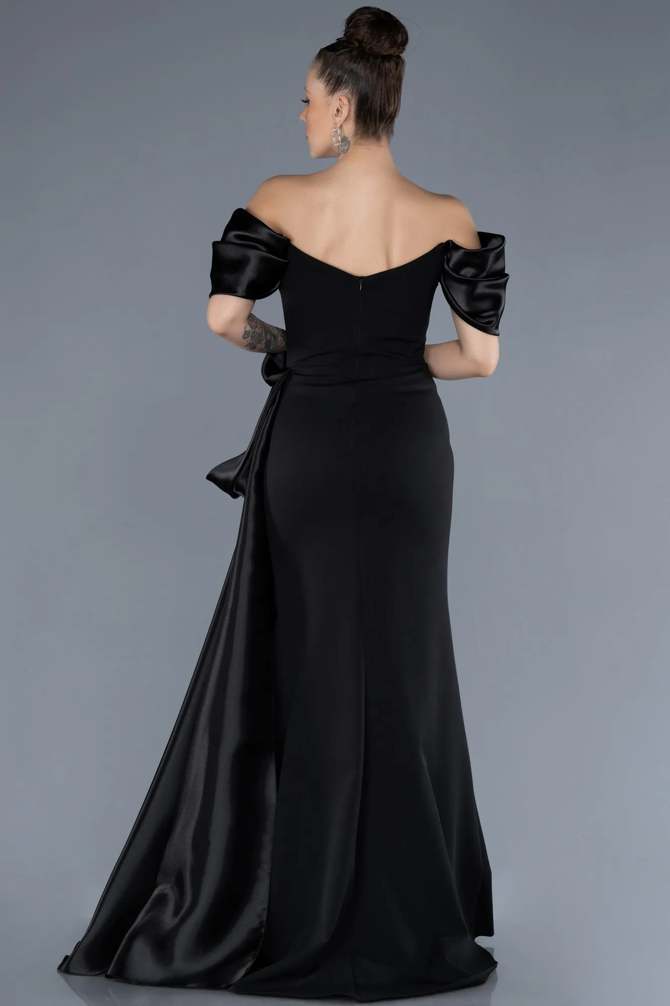 Black-Strapless Slit Long Evening Gown ABU4562